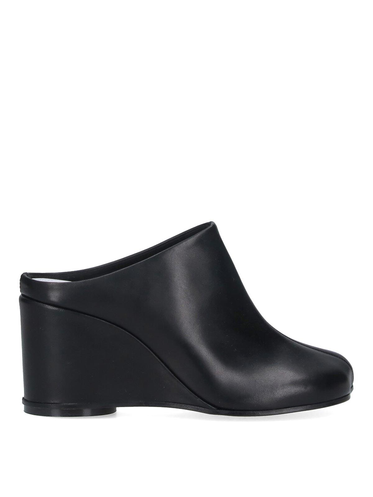 靴 MM6 Black Wedge Shoes Maison Margiela Mm6 Wmns Ankl Boot Wedge Heel 3in Black