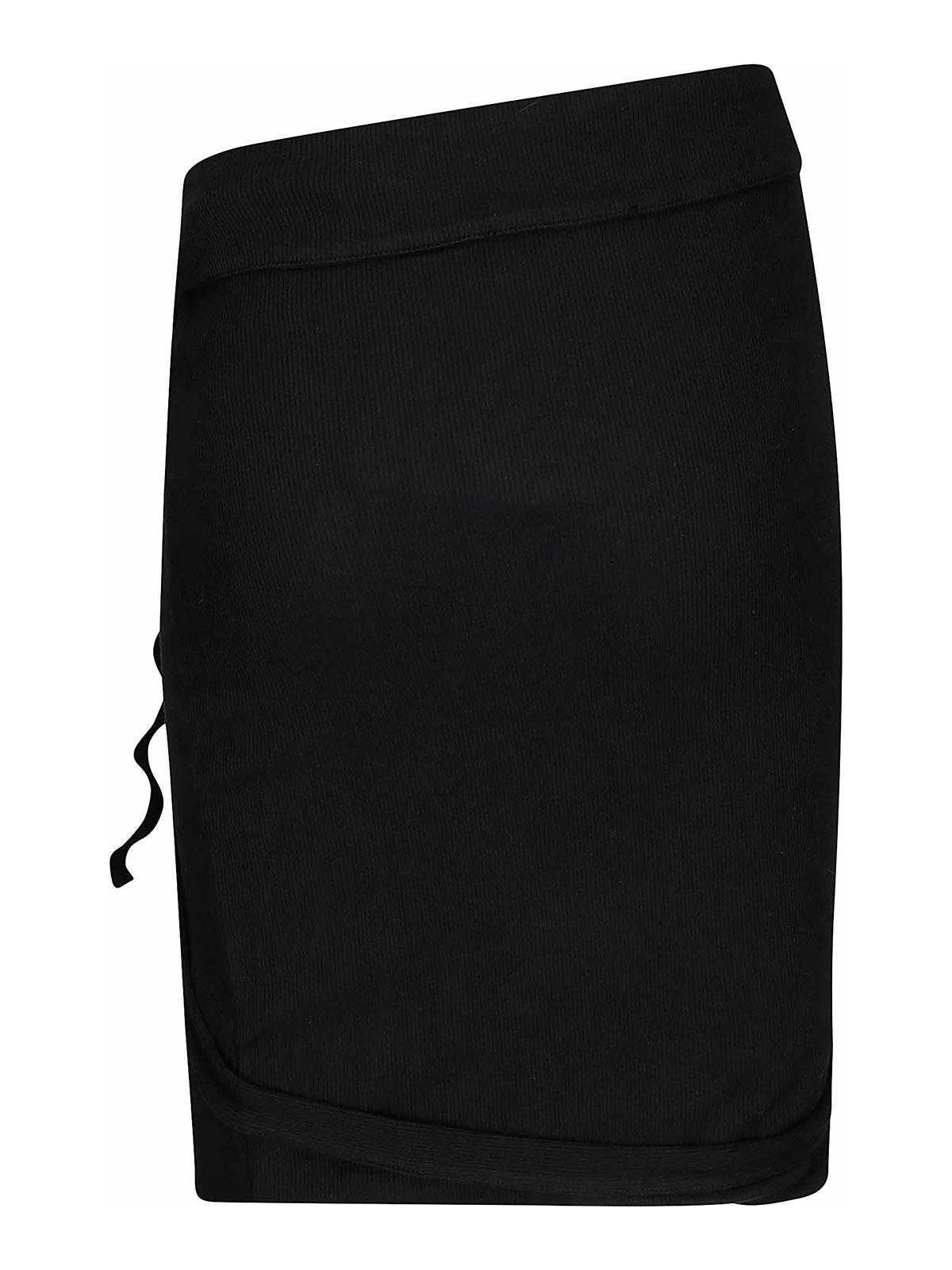 OTTOLINGER Asymmetrical Ribbed Mini Skirt With Ruffle Detail in