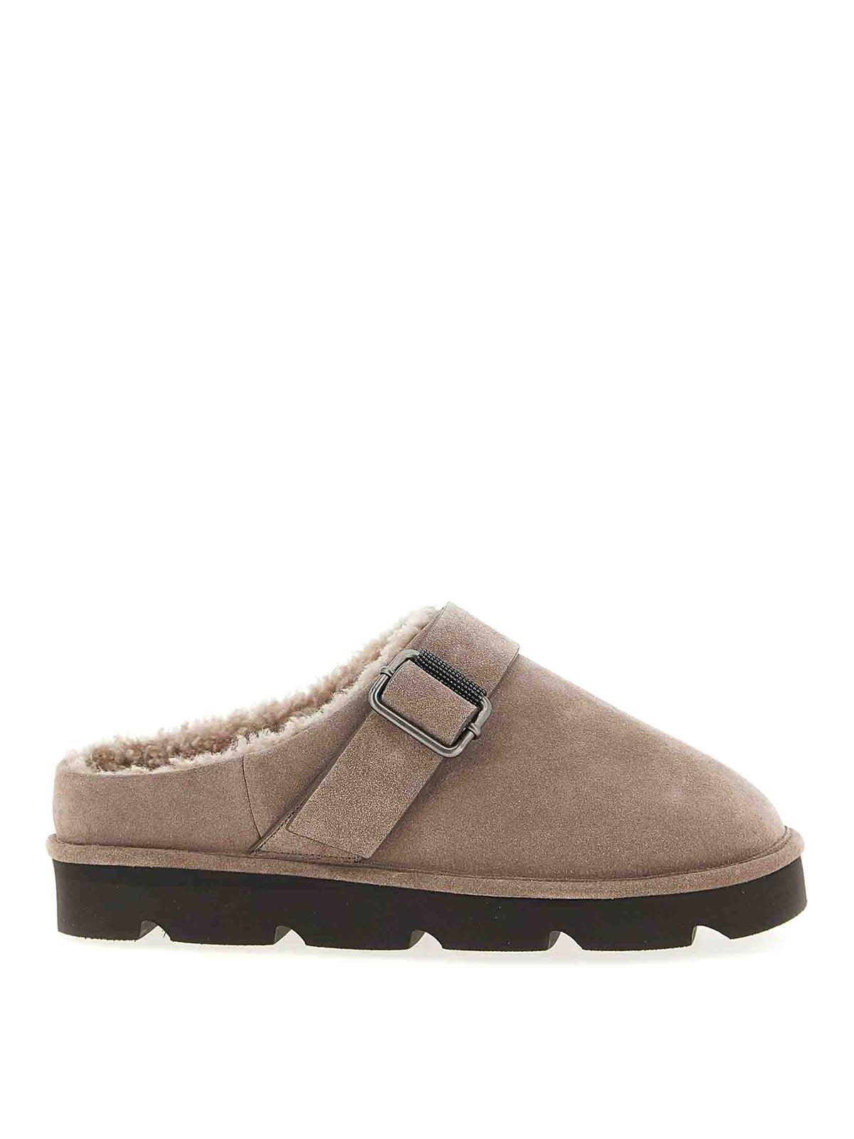 フラットシューズ BRUNELLO CUCINELLI Monile sabots Brown Brunello Cucinelli Mule shoes for Women | Online Sale up to