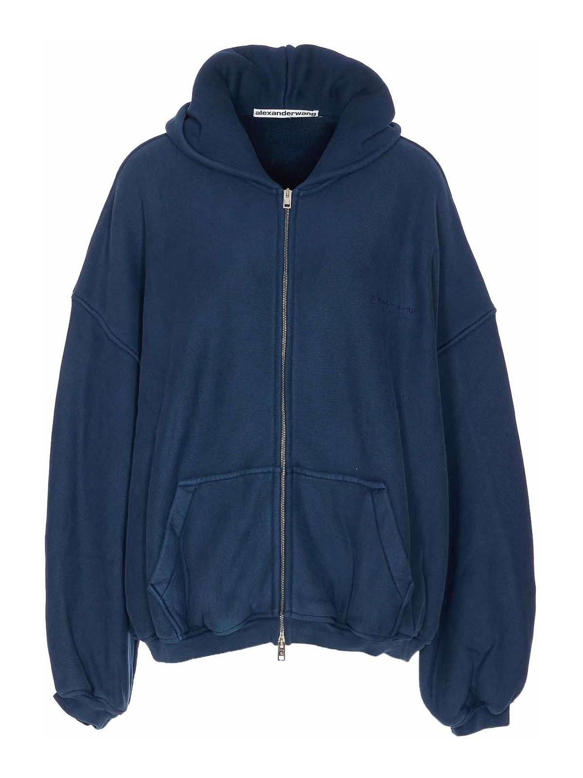【ALEXANDER WANG】REVERSIBLE HOODIE S Alexander Wang logo-embroidered hoodie | REVERSIBLE