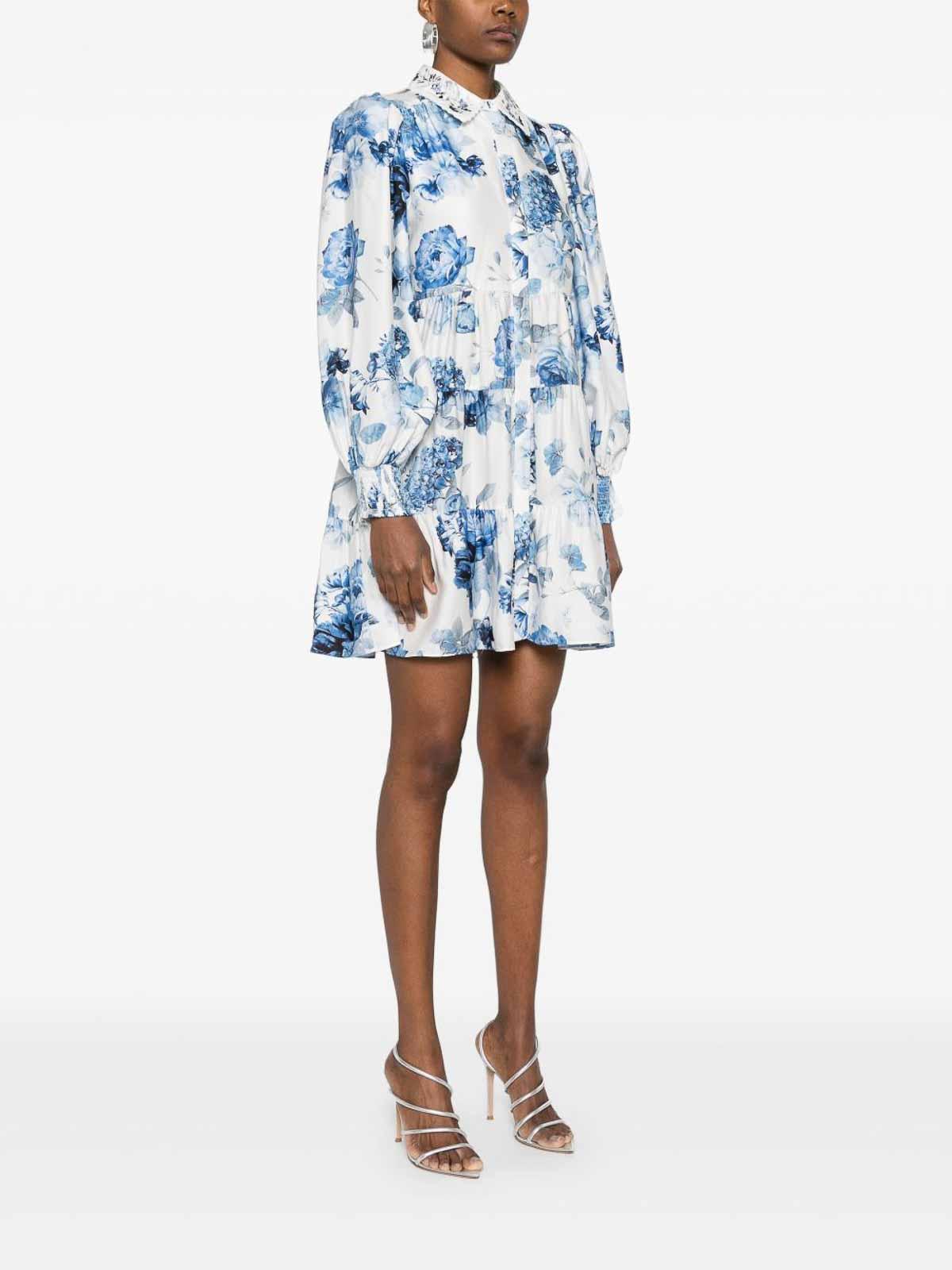 ワンピース Alice + Olivia MINI DRESS Chara Mini Dress In Morningside Floral Pistachio | Alice +