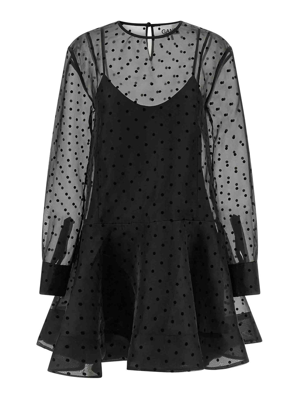 ganni embellished mesh dress Ganni Embellished Mesh Dress - Pink