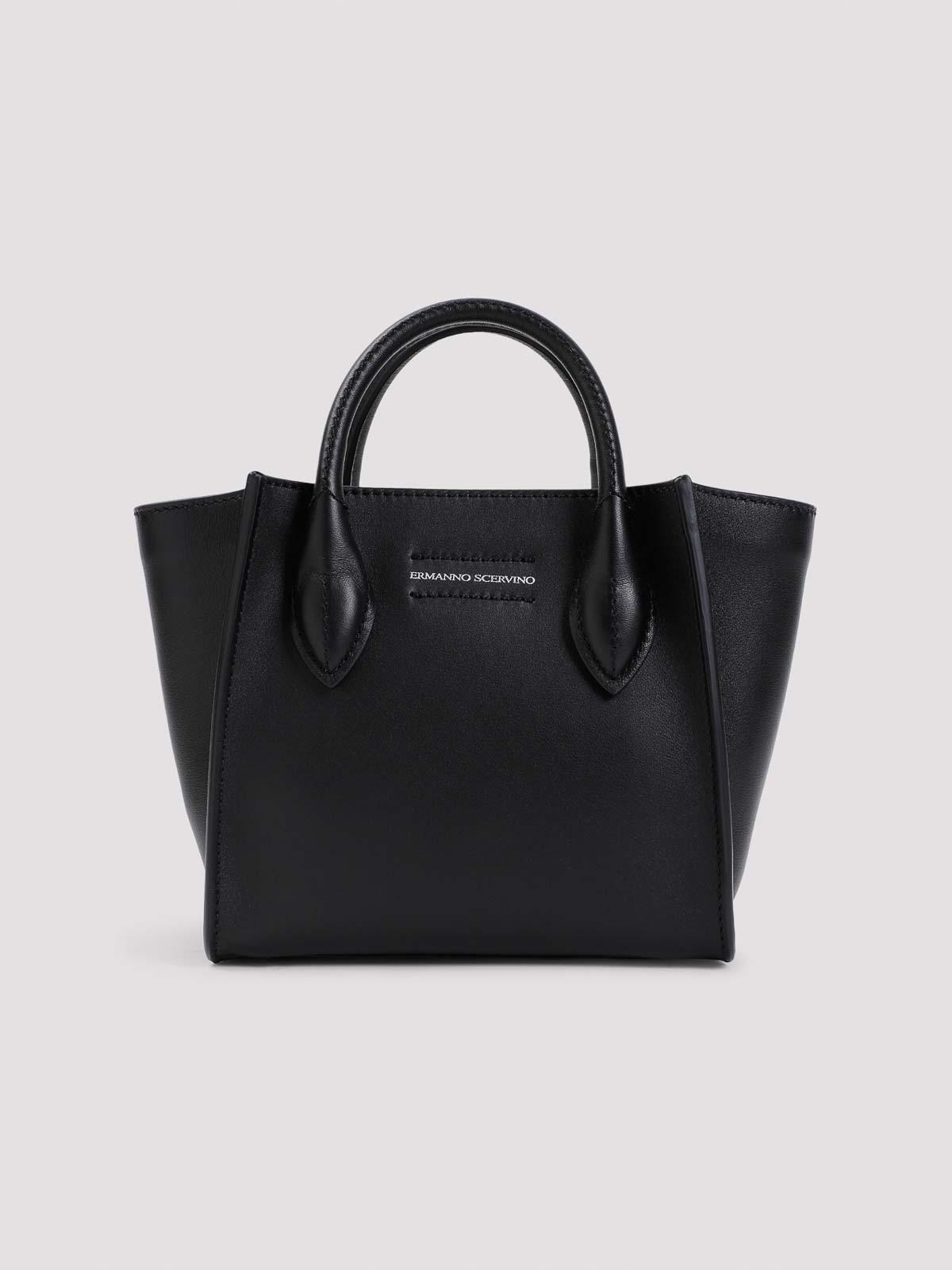 ERMANNO SCERVINO black leather FAUBOURG LARGE Shoulder Bag