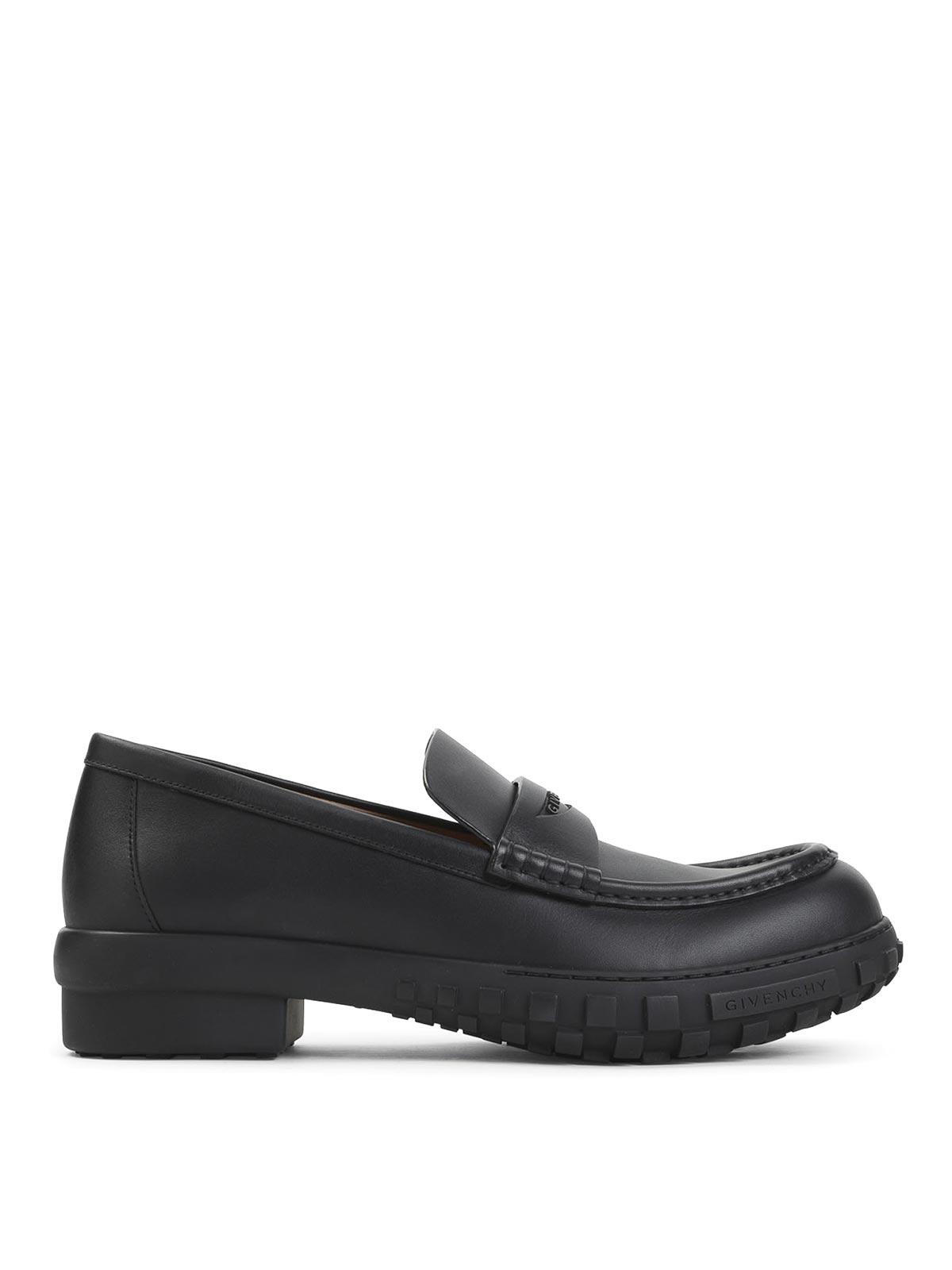 Givenchy Men\'s Black Slip-On Deck Logo Loafers Givenchy Logo Label Leather Loafers | Neiman Marcus main image 3