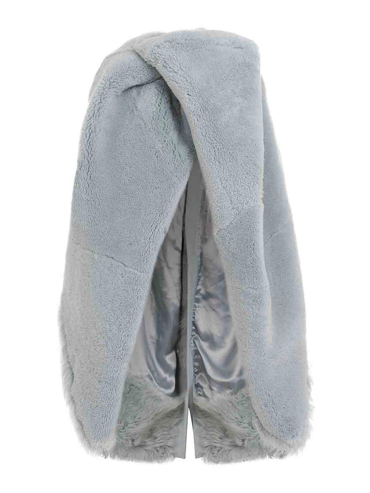 関税送料込★RICK OWENS☆shearling hooded cape ケープ RICK OWENS shearling hooded cape with Light blue Rick Owens