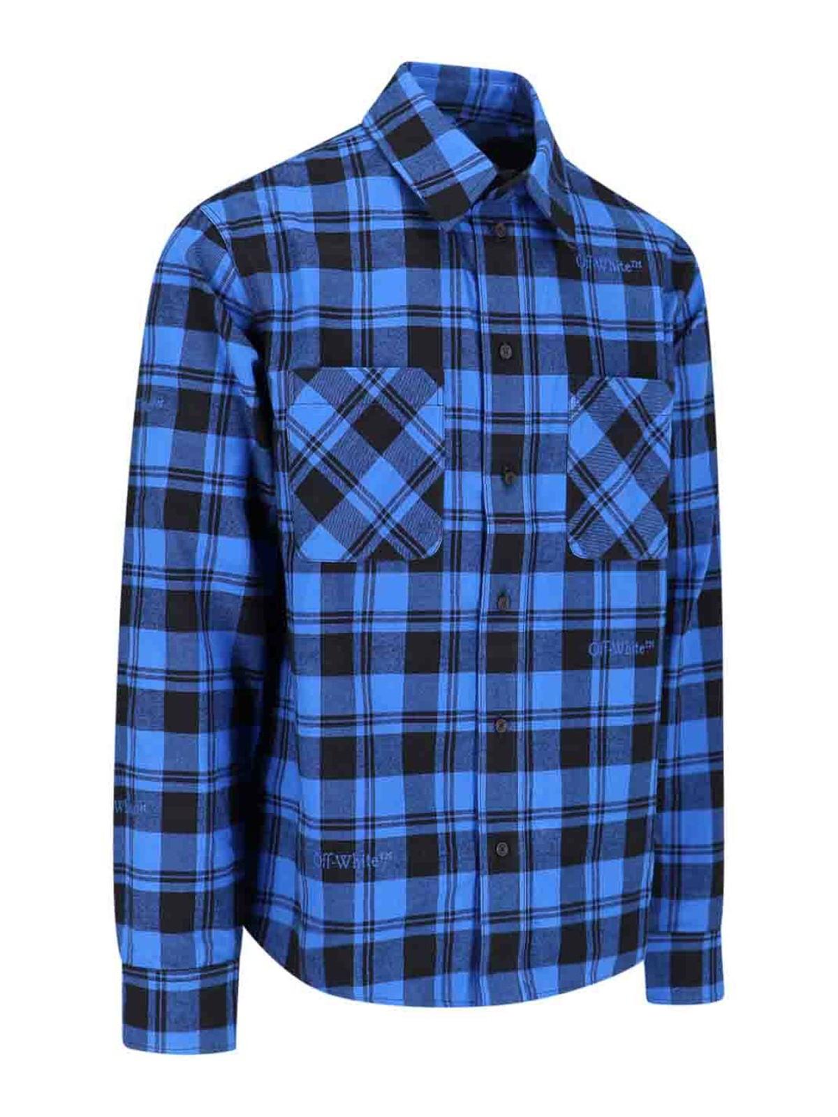 Off white flannel shirt blue Clearance