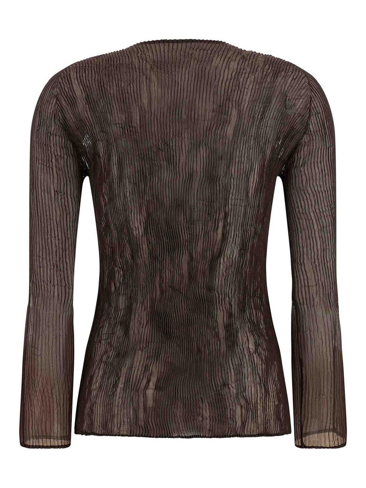 Issey Miyake Chiffon Twist 1 Top in Brown | Lyst