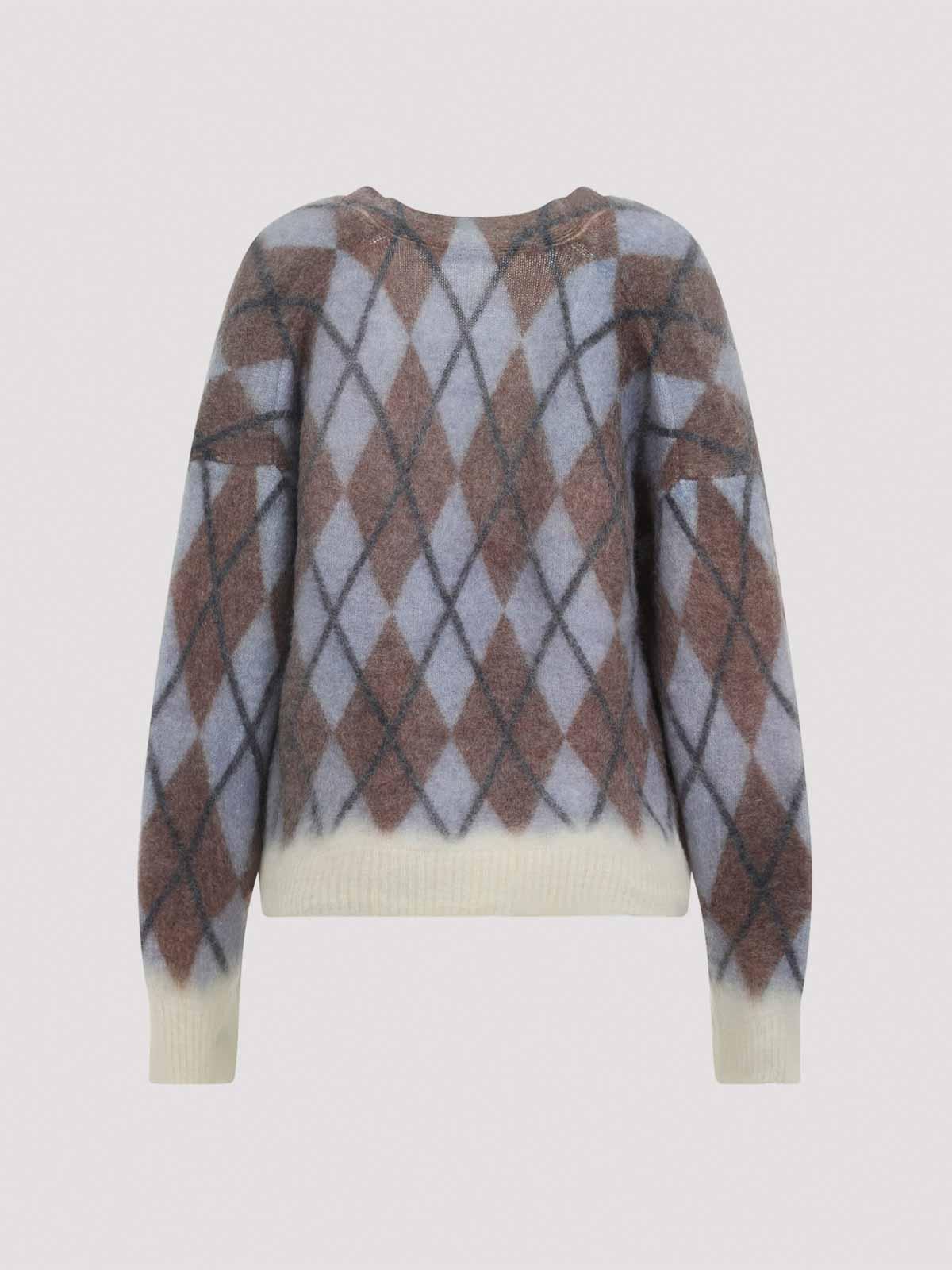 トップス Acne Studios Argyle Wool Sweater Brown Argyle sweater acne studios - Gem