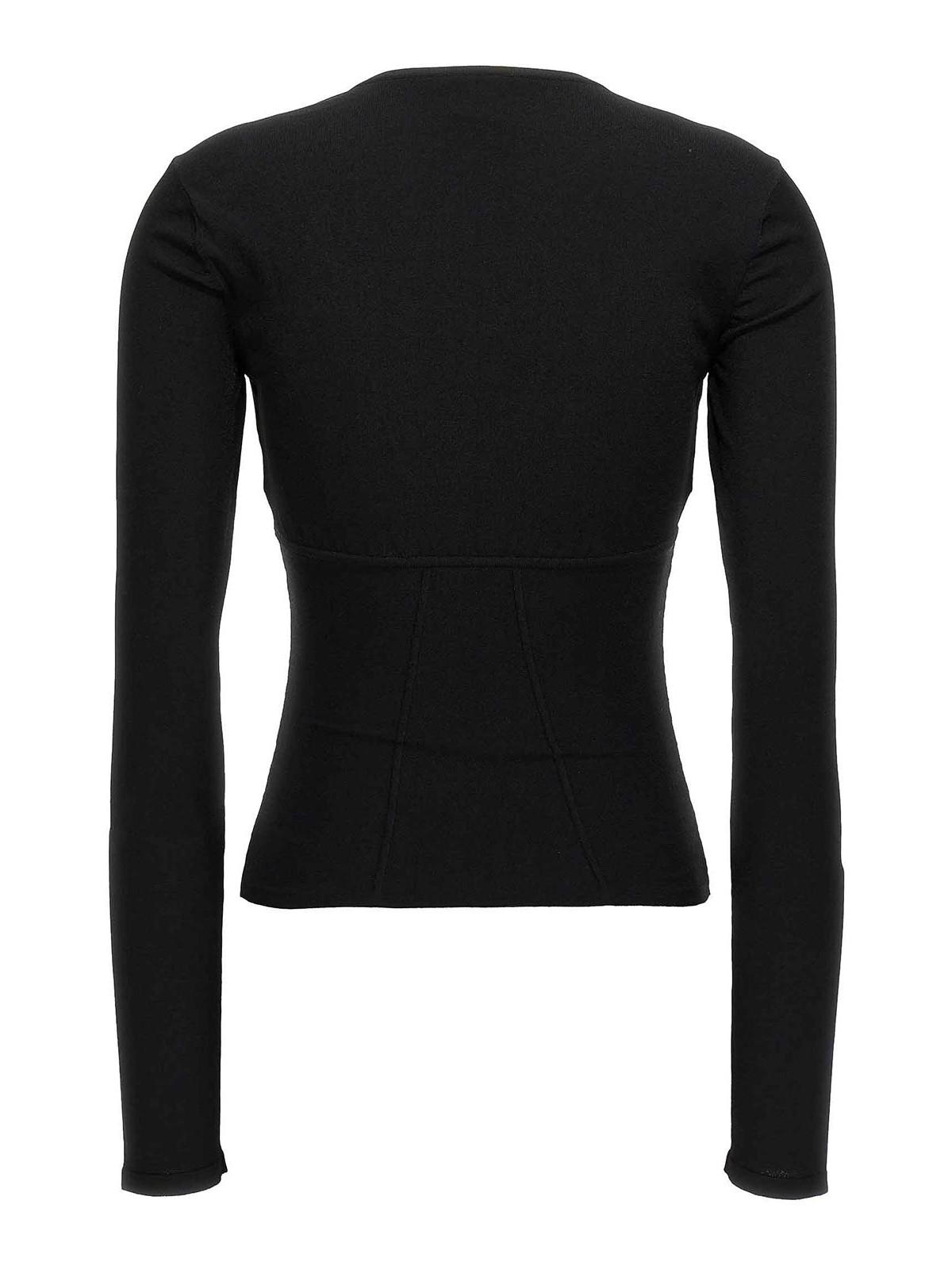 Tシャツ・カットソー NENSI DOJAKA Black Stretch Viscose Top Nensi Dojaka asymmetric-neck Top | Black | FARFETCH IN
