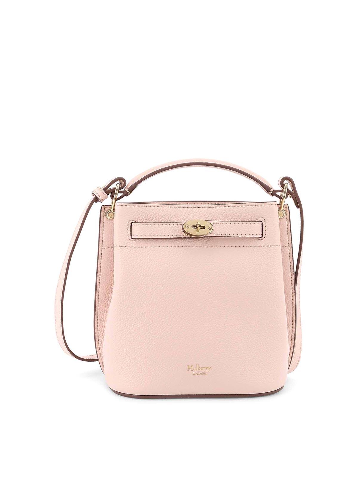 ショルダーバッグ・ポシェット Mulberry Leather Bucket Bag With Logo Mulberry Small Islington Leather Bucket Bag | Black