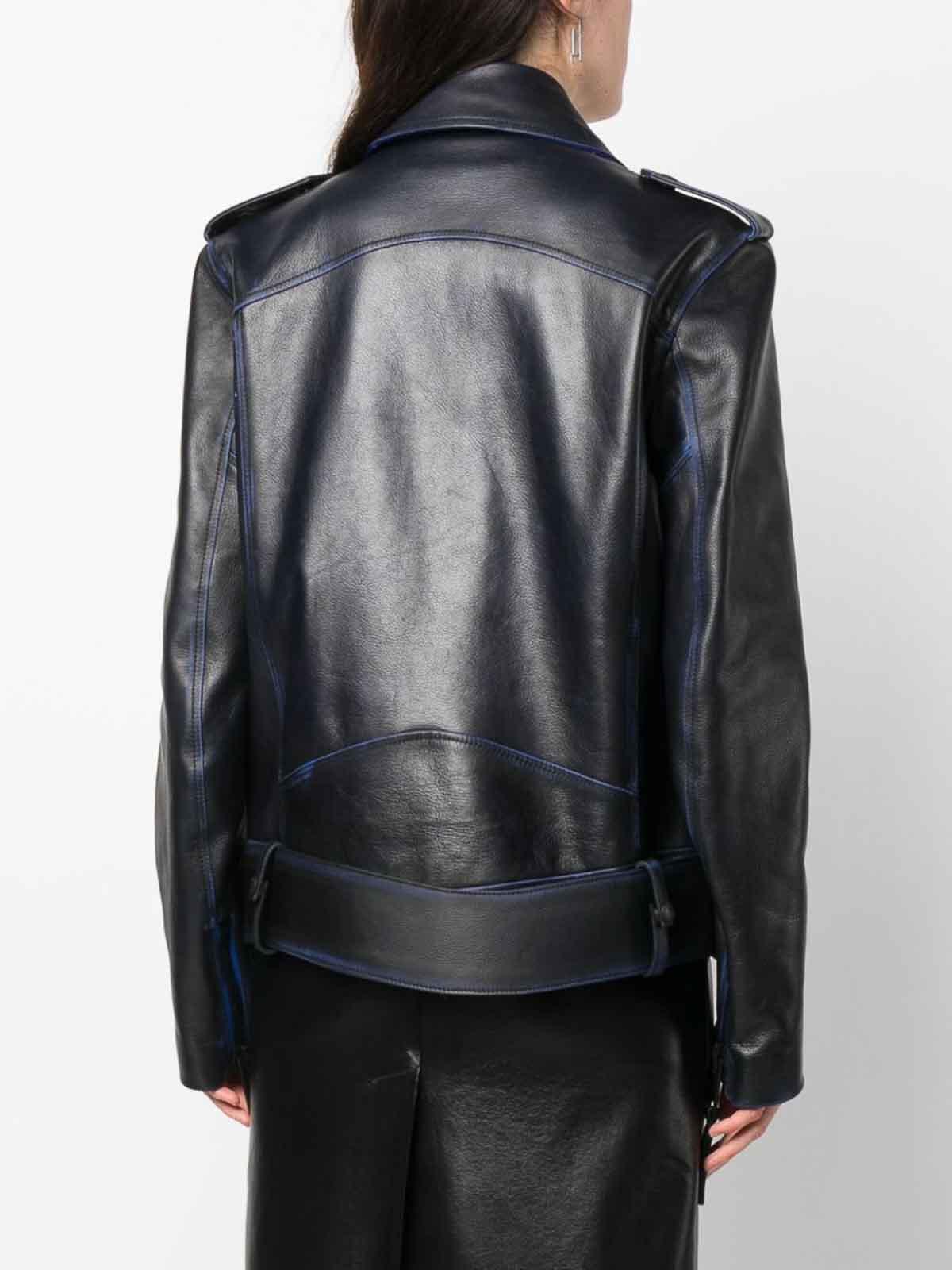 White company top leather biker jacket