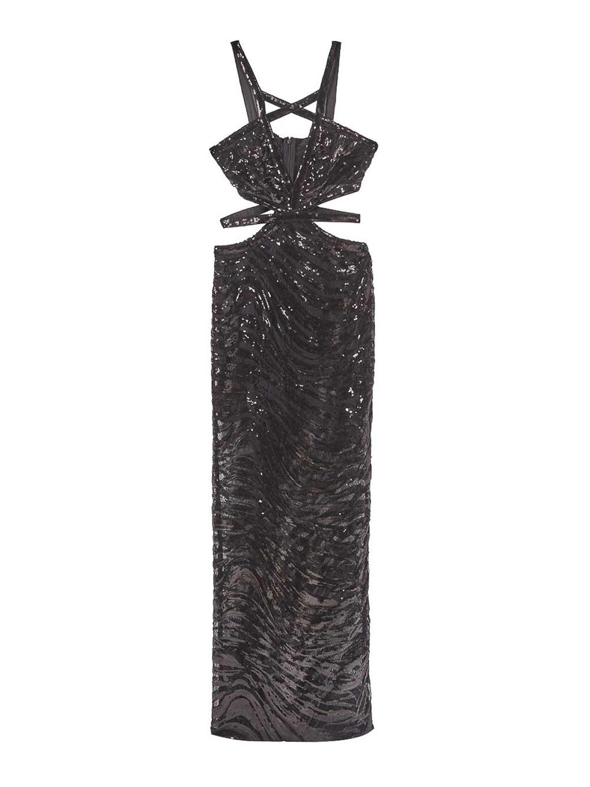ワンピース JUST CAVALLI Woman Dress Black 78PAO940J0222 899 Roberto Cavalli Just Cavalli Lace Up Cutout Bustier Black