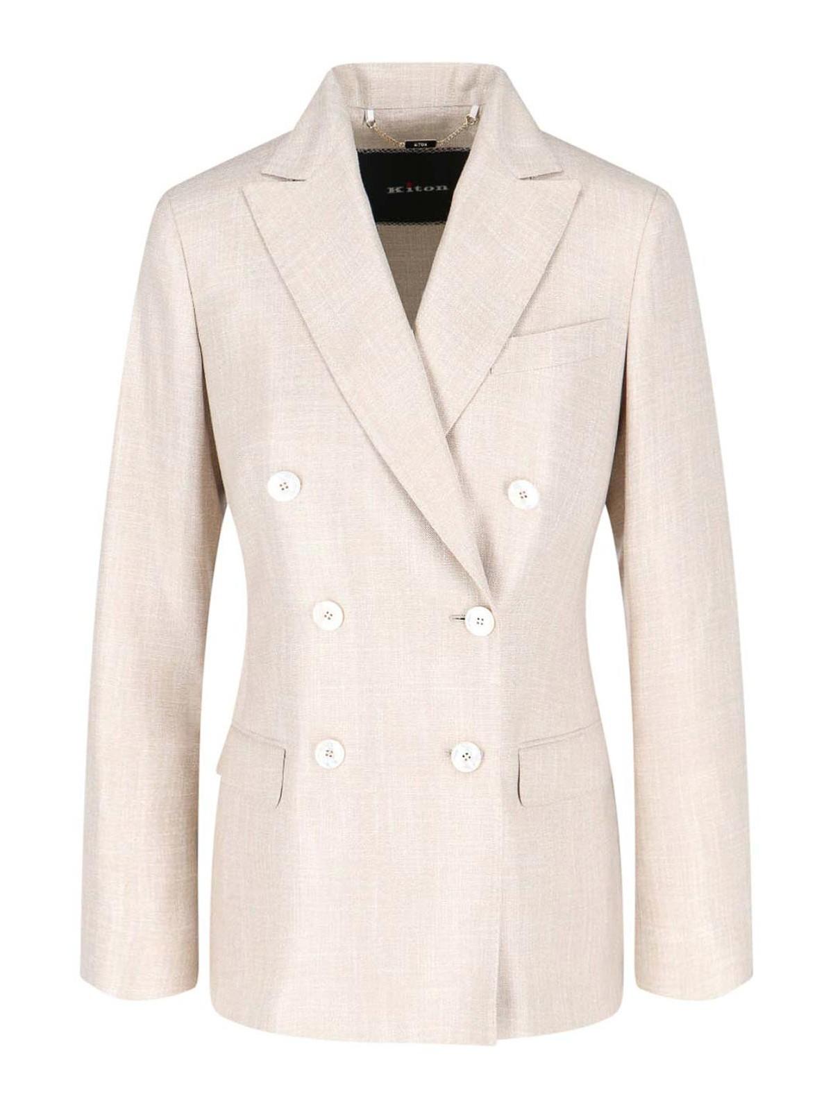 ジャケット Kiton Cropped double-breasted jacket Kiton - Lavender Cashmere & Silk Diagonal Seam Jacket
