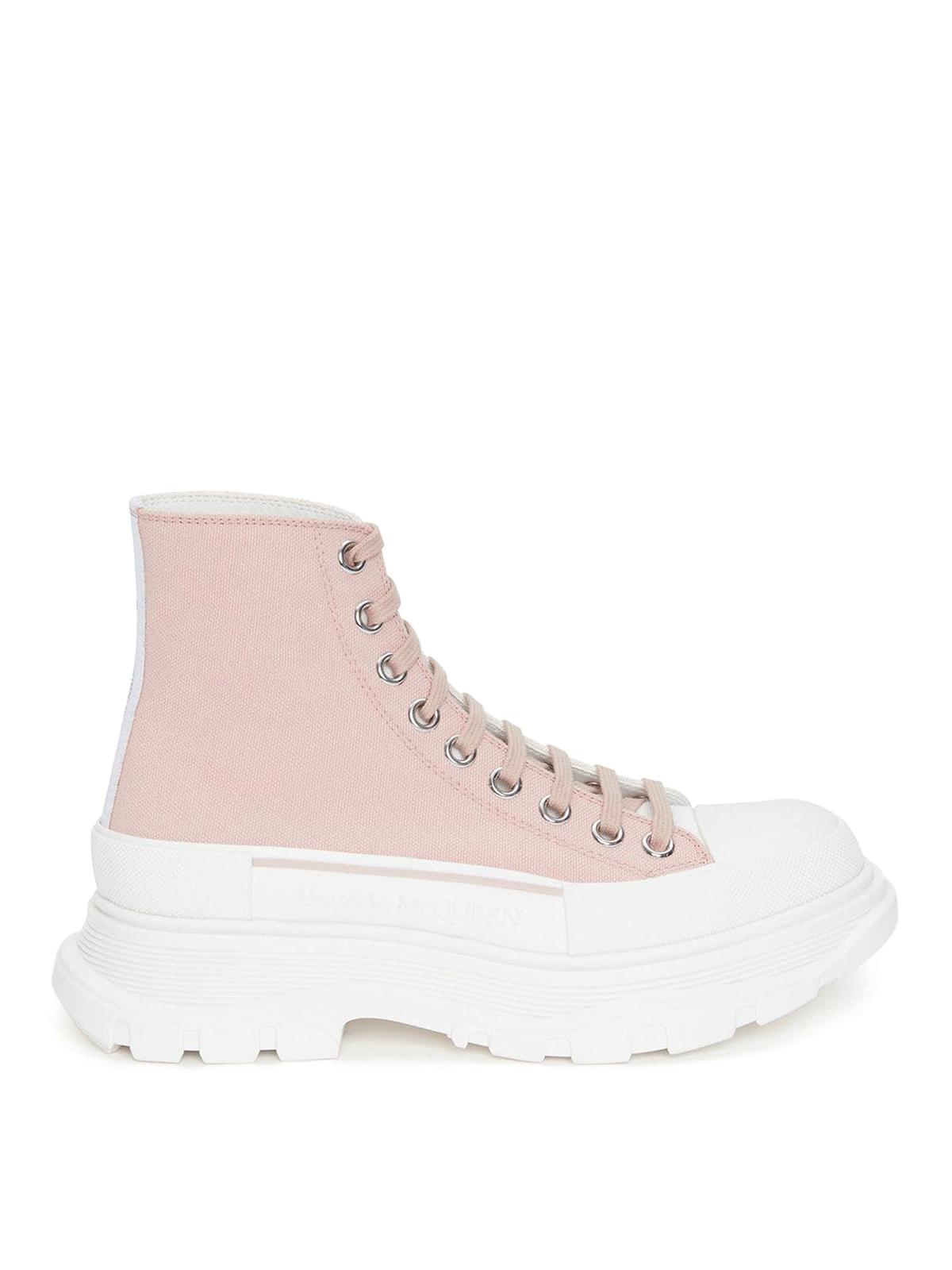 Alexander McQueen Thread Stylish Peach/pink & Blue denim High-Top Sneaker Boots Alexander McQueen White Rubber Platform Boots Size 38 EU main image 2