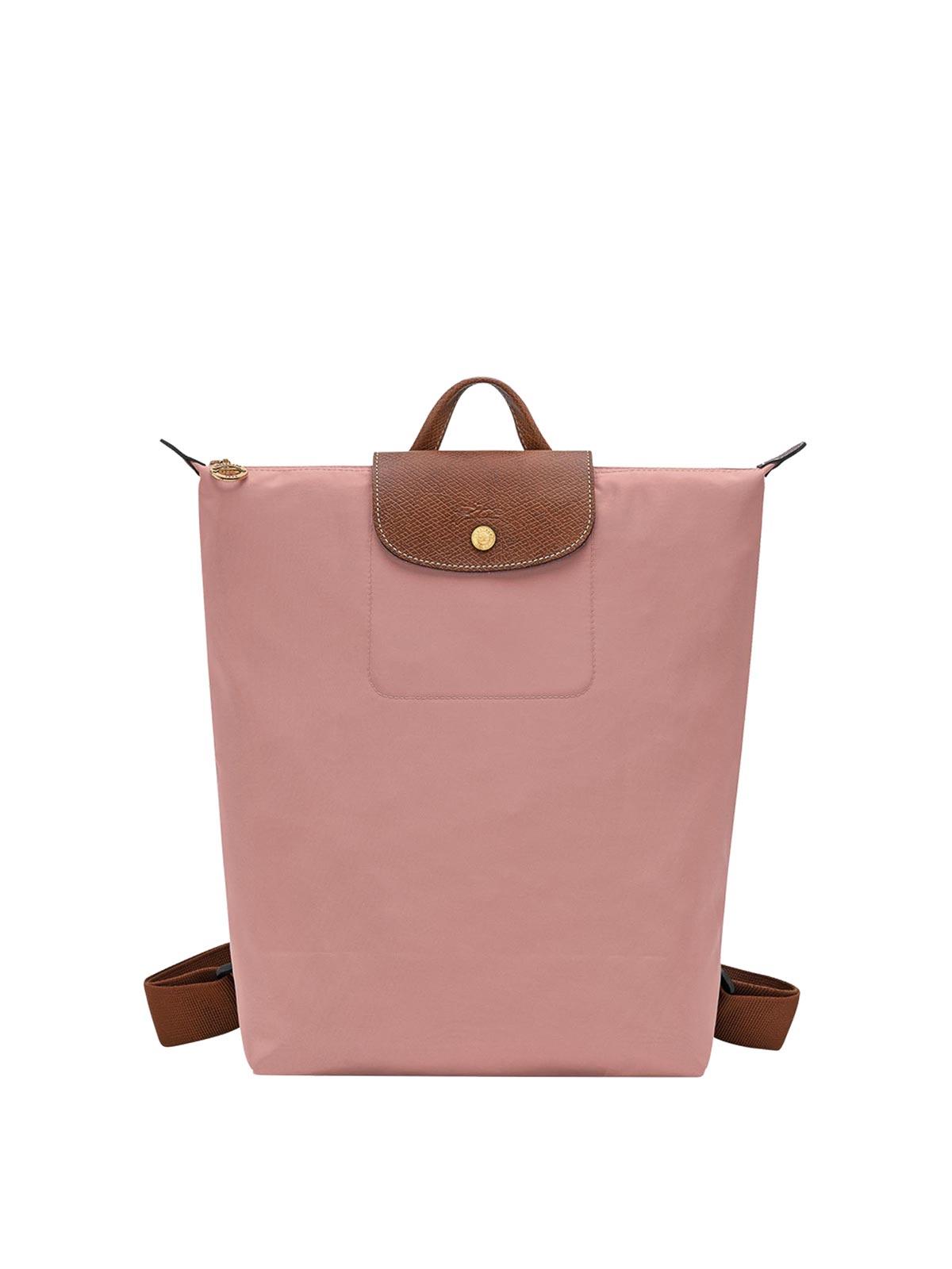 Longchamp light Pink and Brown Convertible Backpack Le Pliage Original M Backpack Pink Tea - Canvas | Longchamp US main image 2