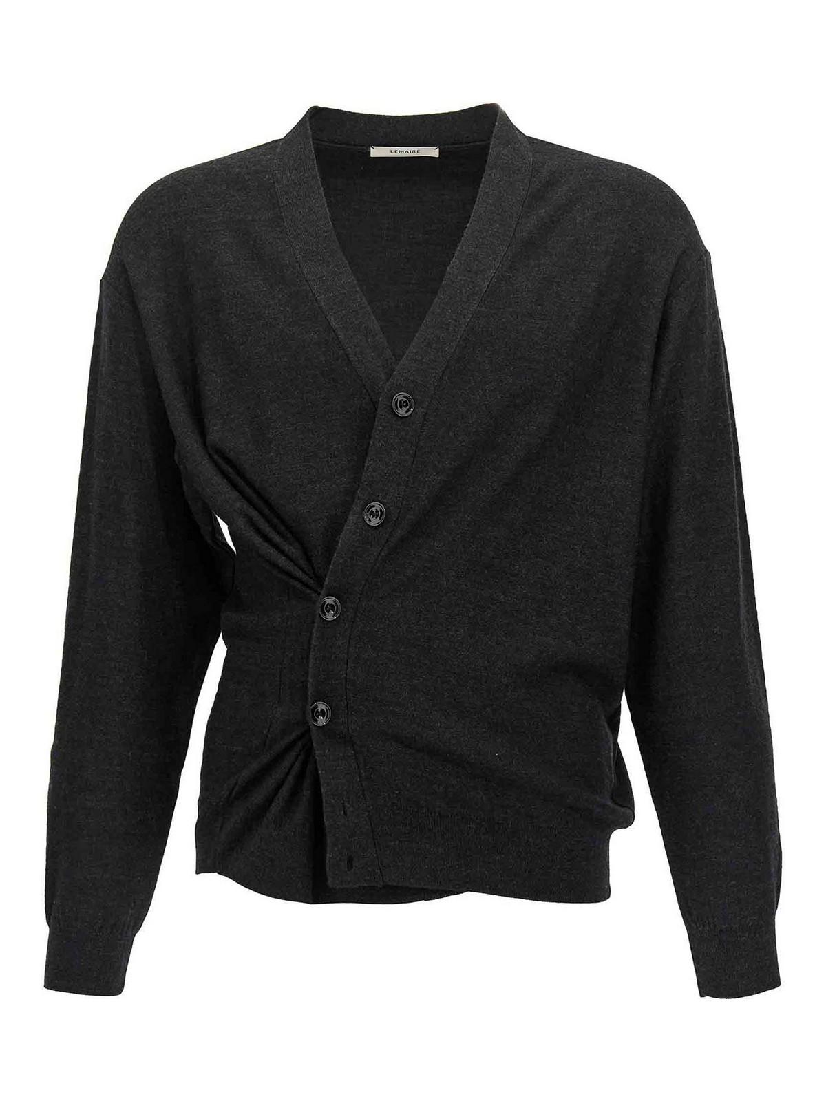 Lemaire Relaxed Twisted Cardigan in Black for Men | Lyst