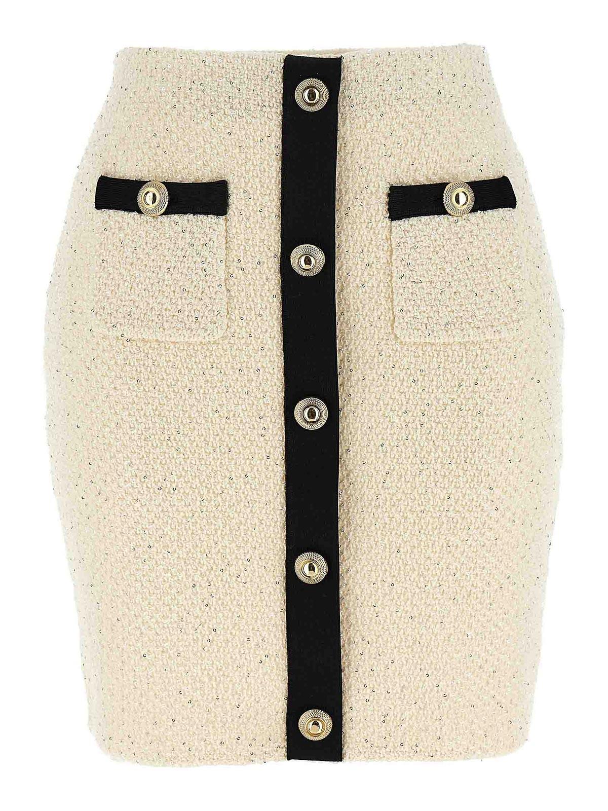 SELF PORTRAIT 'Cream Sequin Knit Mini' skirt レディース Cream Sequin Boucle Mini Dress – self-portrait-US
