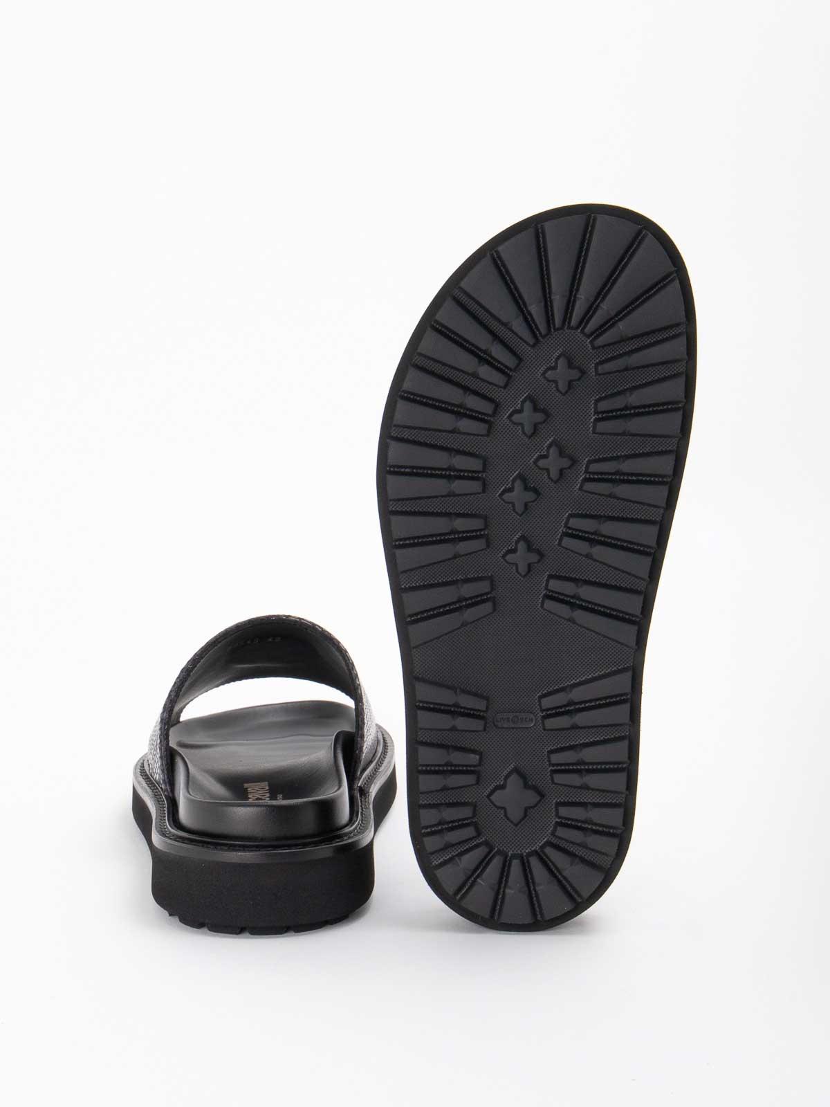 Roberto Cavalli Logo Print Slippers in Gray for Men | Lyst