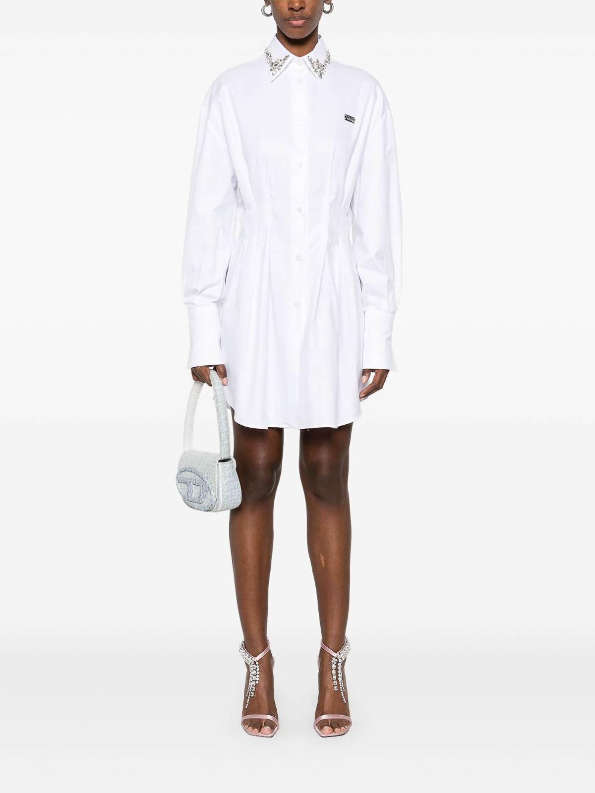 オールインワン・サロペット Philipp Plein Long Sleeve Mini Shirt Dress Philipp Plein Long Sleeve Mini Shirt Dress in White | Lyst