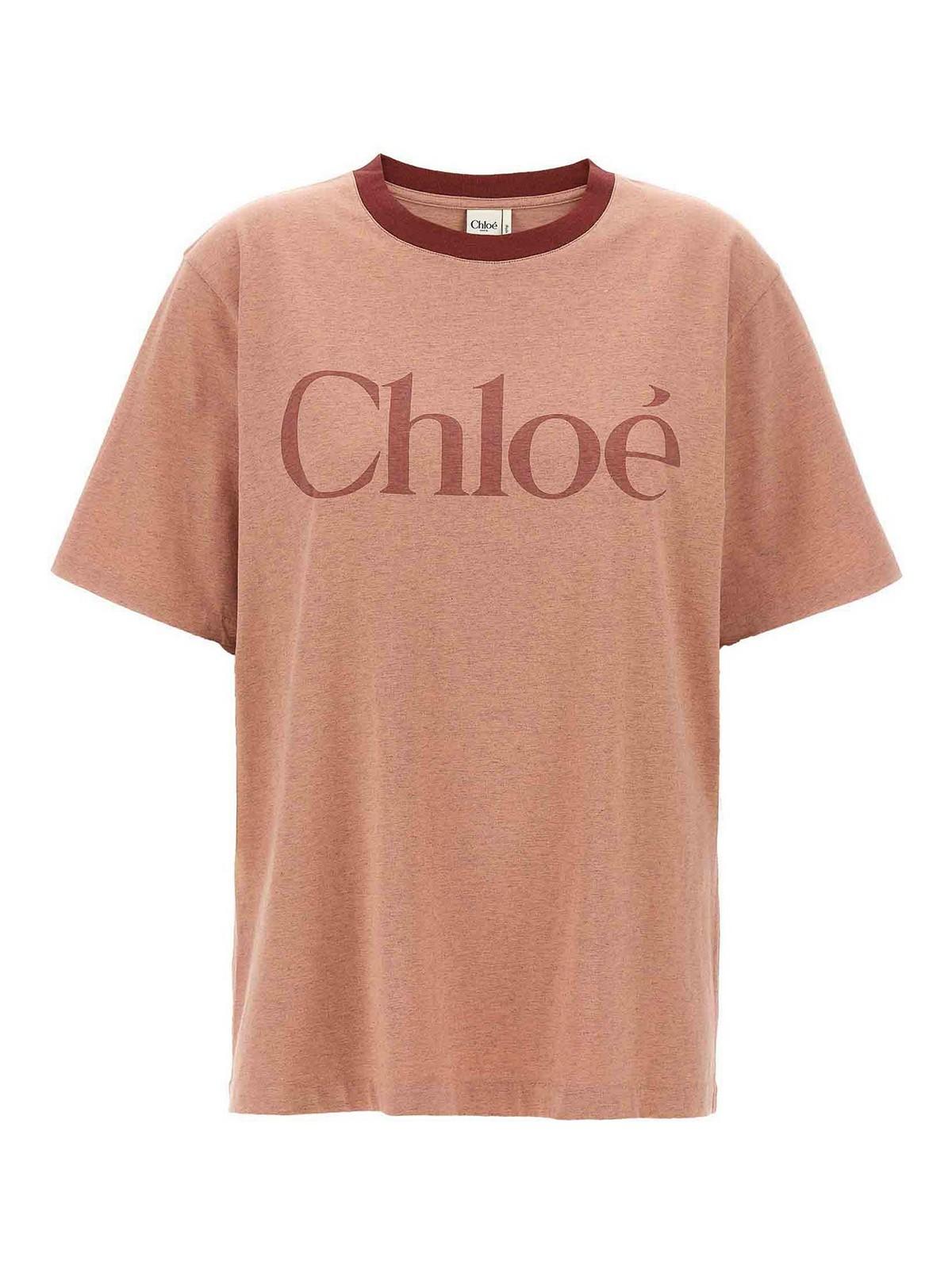 24AW new /CHLOE プリント コットンジャージー Tシャツ WHITE Chloé コットンジャージー製ベビーフィット ロゴTシャツ | Chloé JP