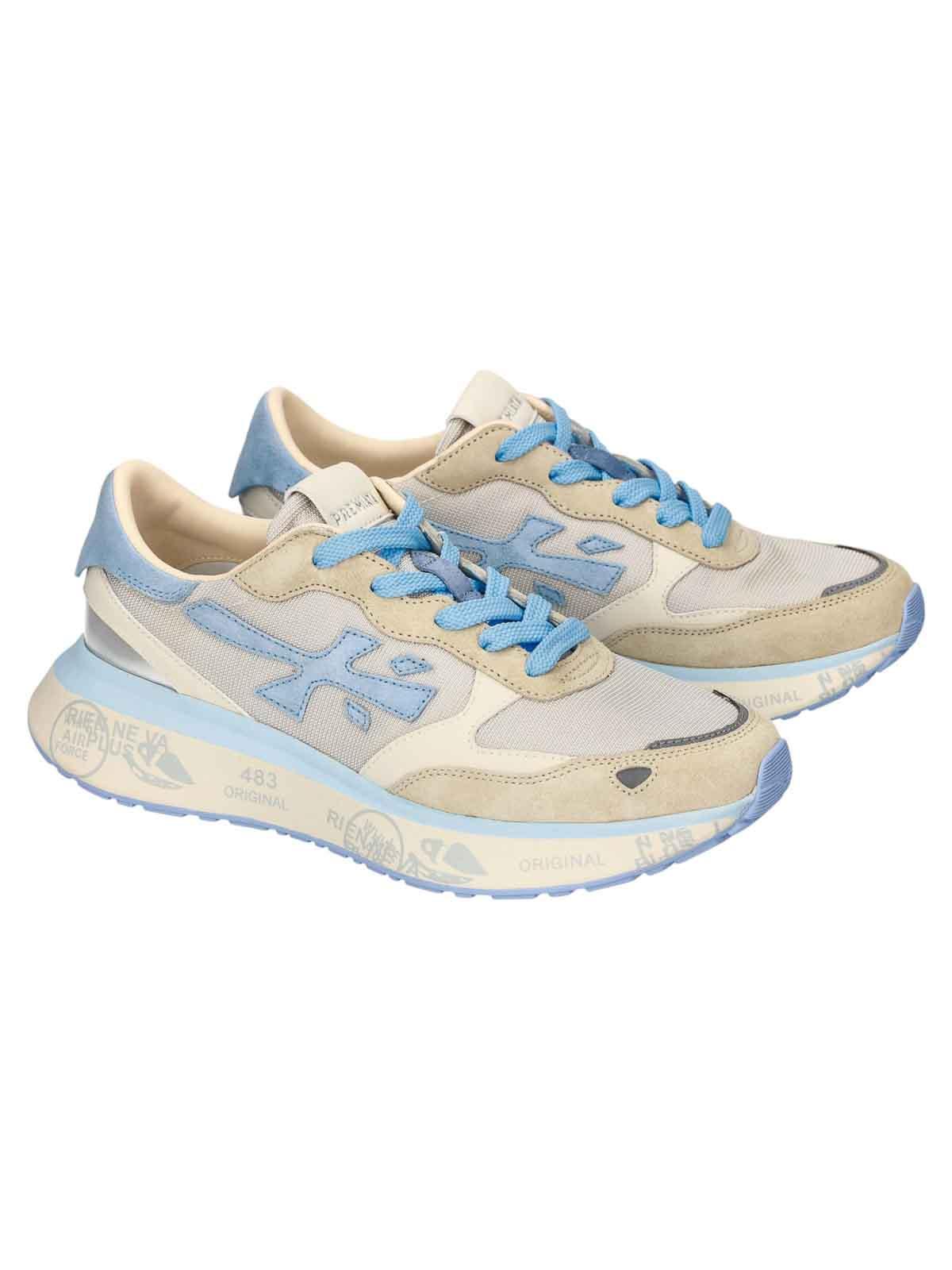 スニーカー PREMIATA Women Sneakers MOERUND7468 Blue Premiata Moerund-7468 Light Blue with Pink for Women