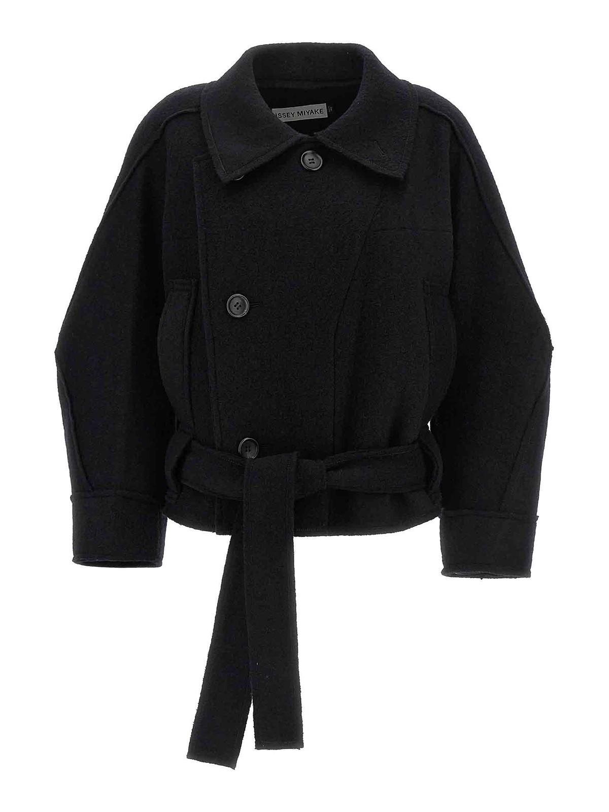 【送料&関税込】Issey Miyake out Of A Cube Short Coat Issey Miyake Out Of A Cube Belted Short Coat | Black