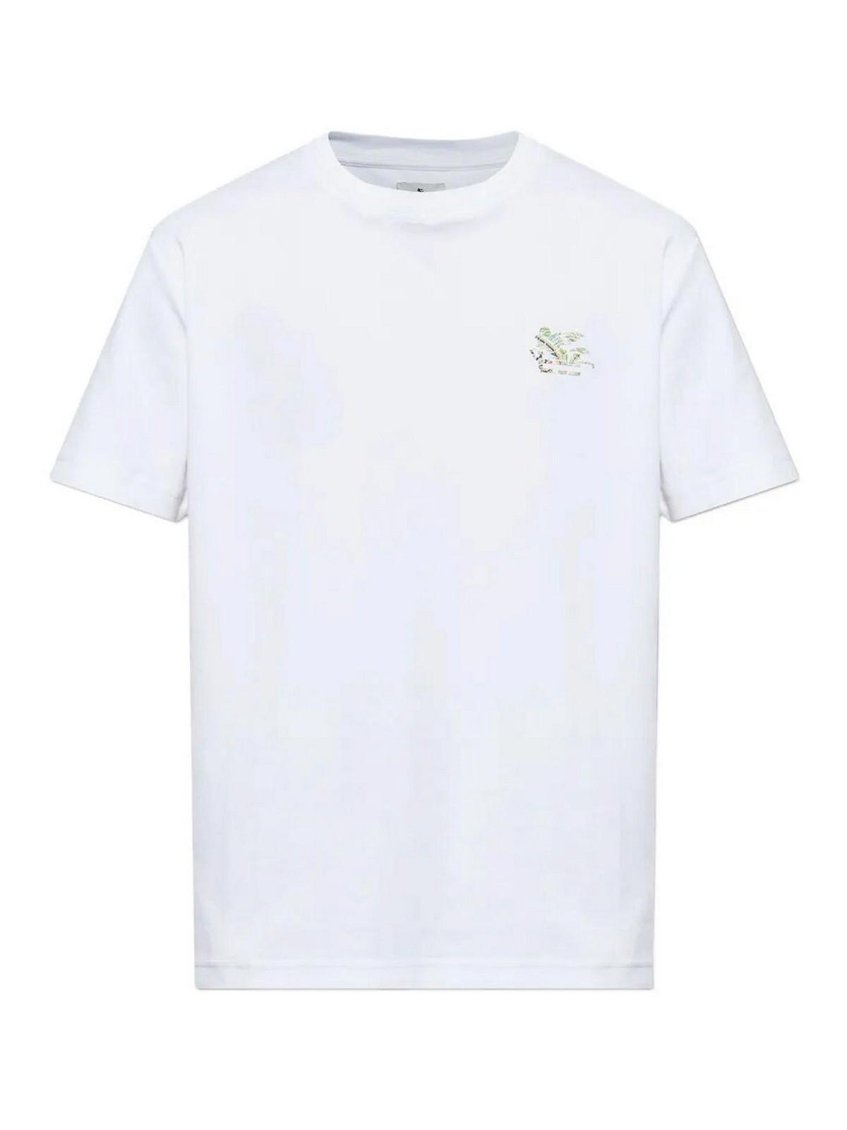 Tシャツ・カットソー ETRO Etro T-shirts and Polos White (WRMA0005 AR362W0001) Etro White Paisley Floral Printed Cotton Pique Polo T-Shirt