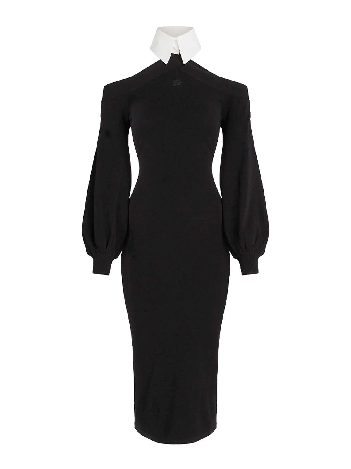 karl lagerfeld black dress with pearls Runway Spring 1991 Karl Lagerfeld Black Crepe & Creamy Ivory Sequin Dr   Shrimpton Couture