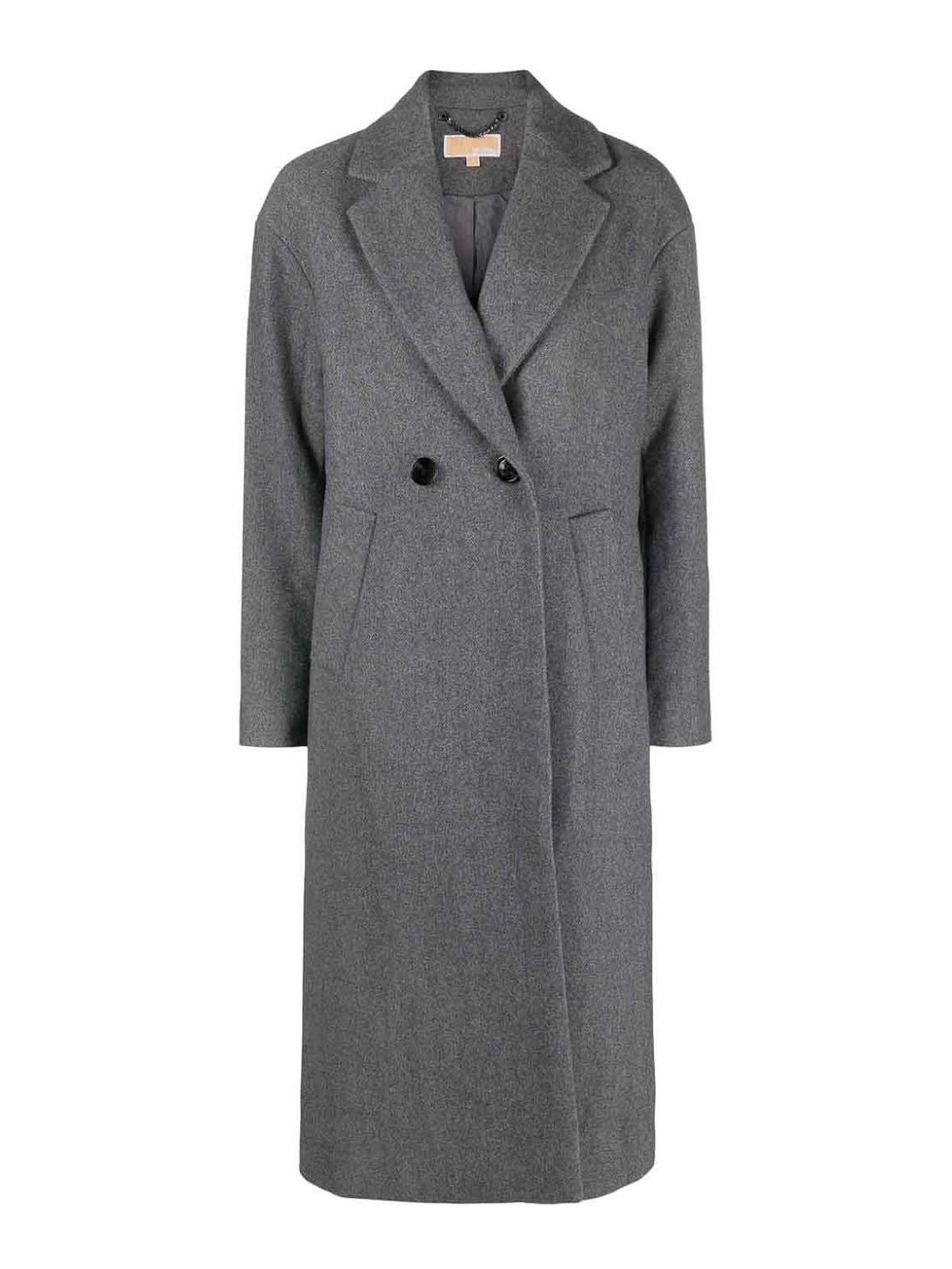 MICHAEL Michael Kors Double breasted Wool blend Coat in Grey Lyst UK