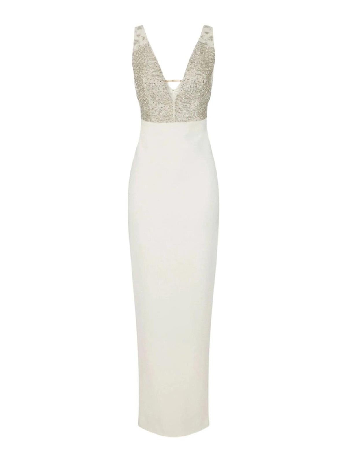 chinese dress ladies ELISABETTA FRANCHI Women's long ivory dress with side slit main image 0