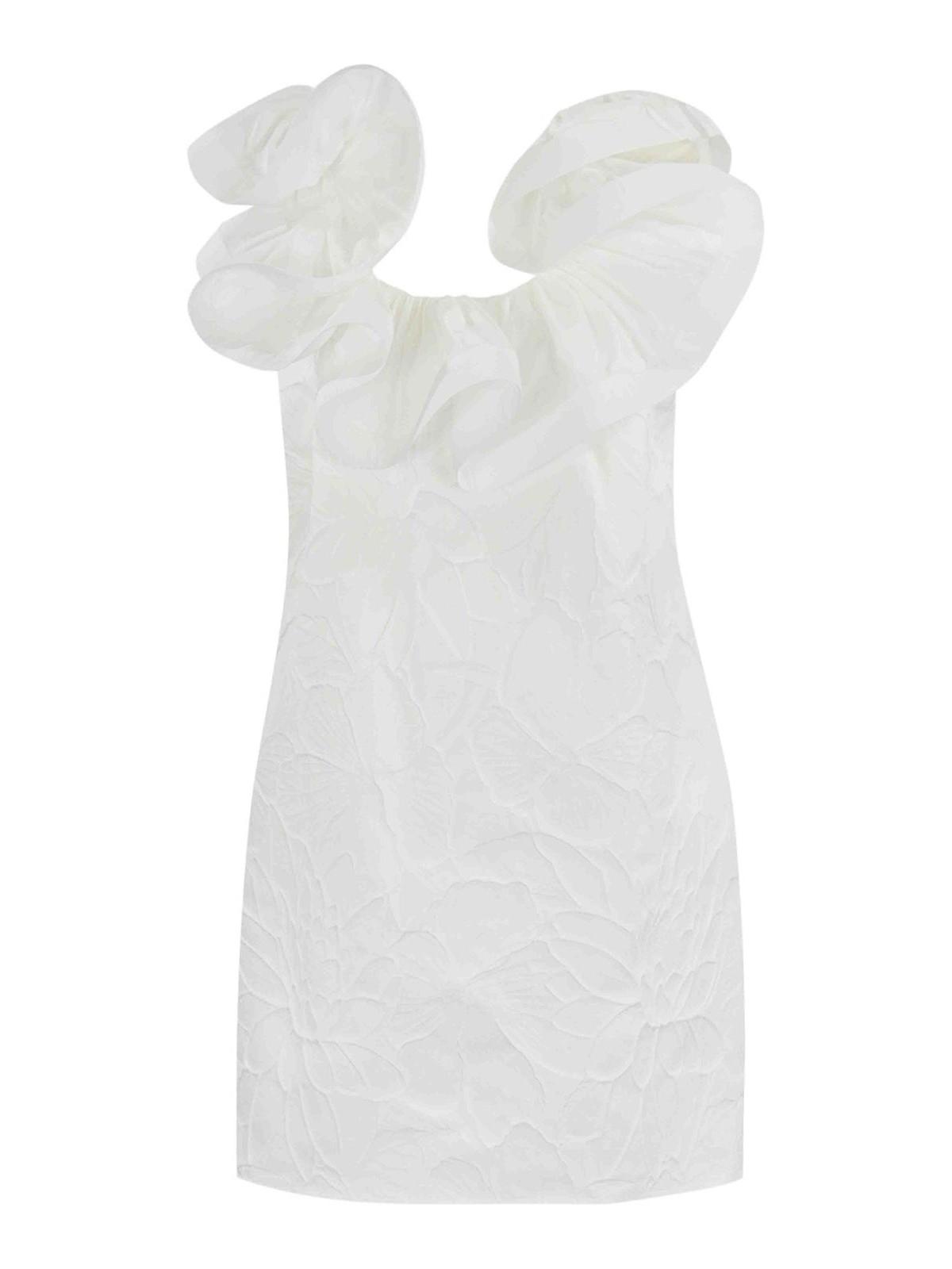 ワンピース ELISABETTA FRANCHI Floral jacquard dress with ruffles Elisabetta Franchi Floral Jacquard Dress With Ruffles