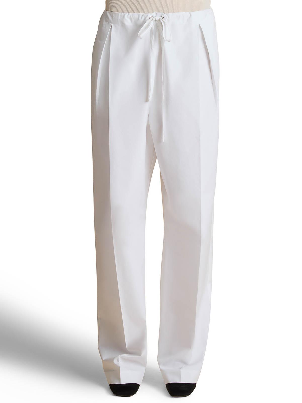 【送料&関税込】Khaite White Poplin Trenton Trousers Trenton cotton poplin wide-leg pants in white - Khaite