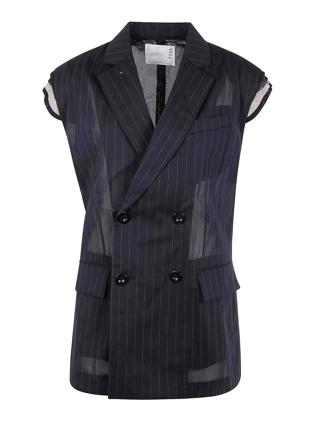 国内より1WEEK【sacai】High Twist Voile Vest Sacai High Twist Voile Vest in Black | Lyst