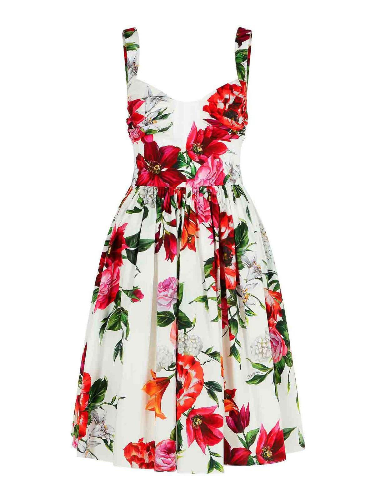 ワンピース DOLCE & GABBANA Embroidered Stretch Cotton Dress Cotton sundress with rose print in Print for Women