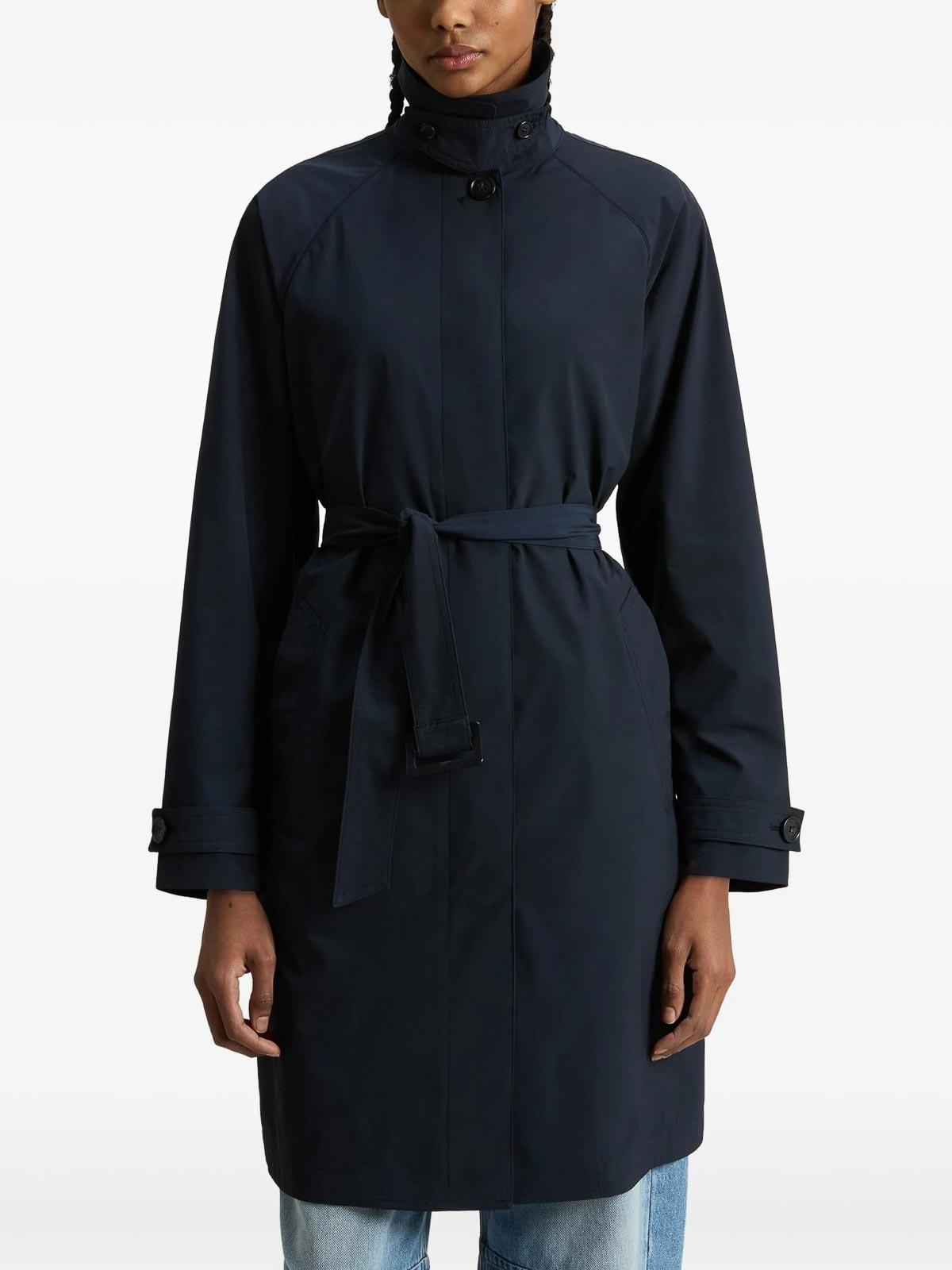 トレンチコート Woolrich Dark Blue Woolrich Trench Coat Women's Trench Coat in Urban Touch Fabric with Belted Waist