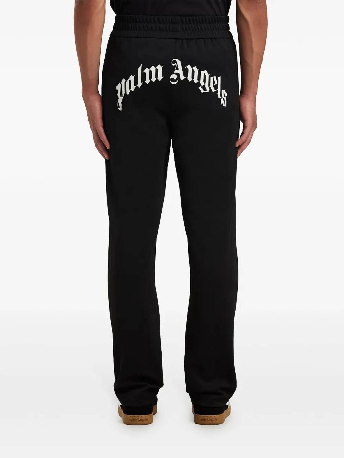【関税&送料込】Palm Angels Black Cotton Joggers Palm Angels logo-print Drawstring Track Pants | Black | FARFETCH