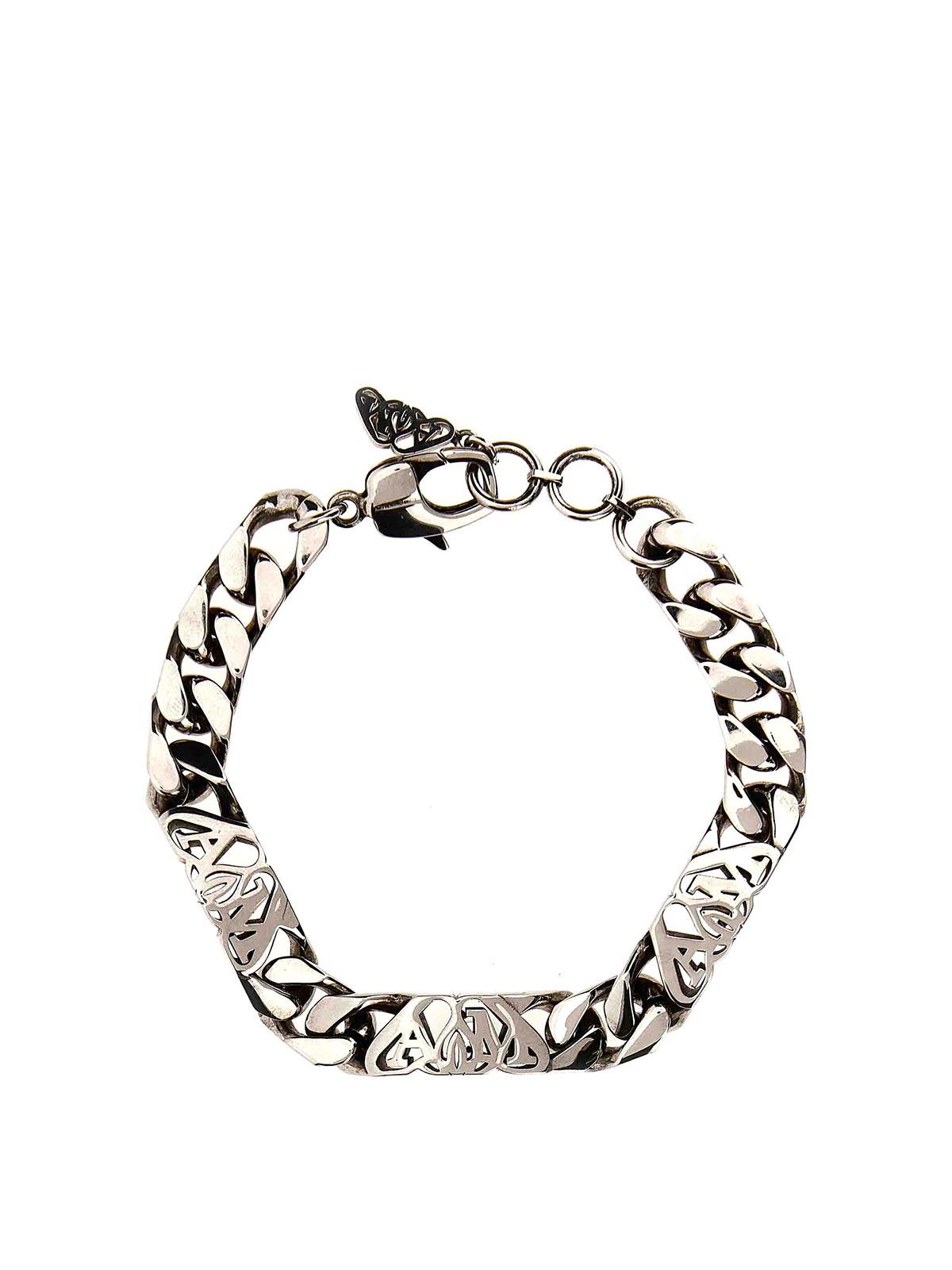 Alexander McQueen Logo Seal Bracelet in Metallic for Men Lyst