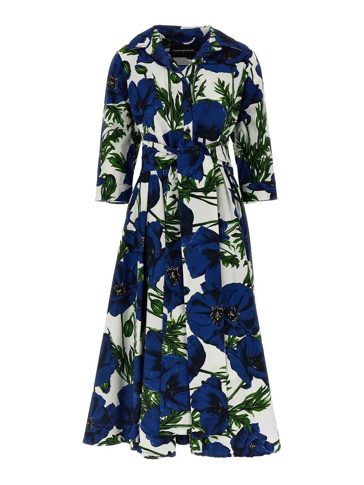 ワンピース SAMANTHA SUNG SS25 Dresses (RACHEL CACTUS WHITE AQUA) Samantha Sung Casual and day dresses for Women | Online Sale