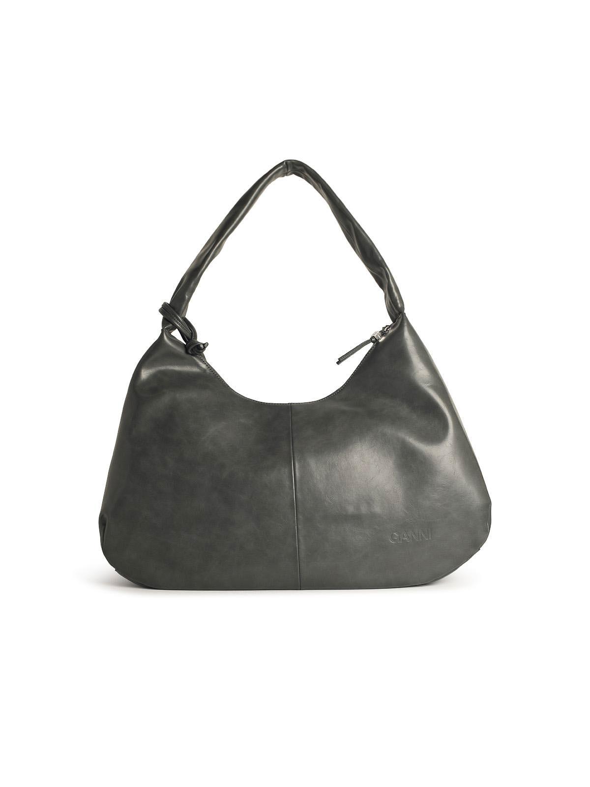 ショルダーバッグ・ポシェット Ganni 'Bou Xxl' Grey Leather Blend Bag GANNI Gray Bou Bag GANNI