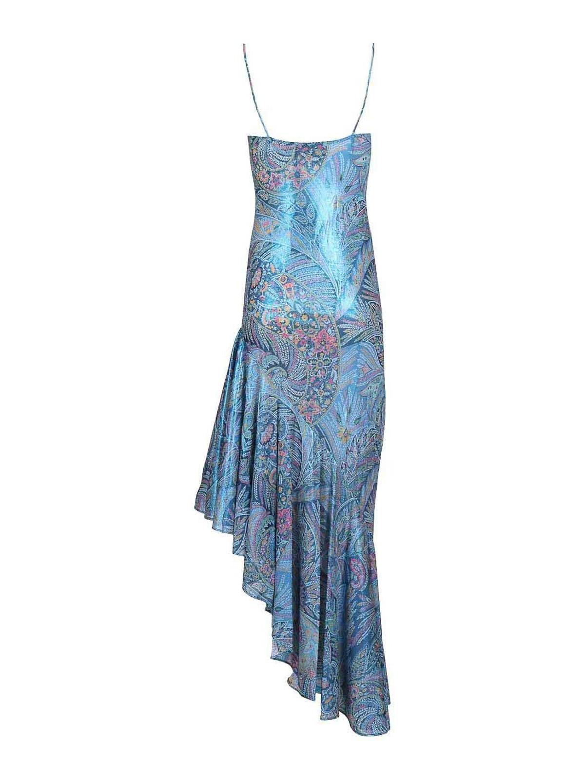 etro asymmetric dress Etro Asymmetrical Midi Dress in Stretch Tulle with Traditional Floral Print  – MAYFEYR