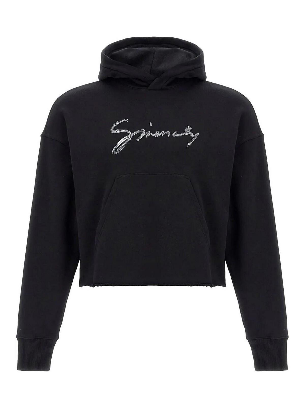パーカー・フーディ GIVENCHY FW24 ZIP SWEATSHIRT. (BM017T1558 001) Knit Felpa and Jersey Mash Up Hoodie Faded Black | The Webster