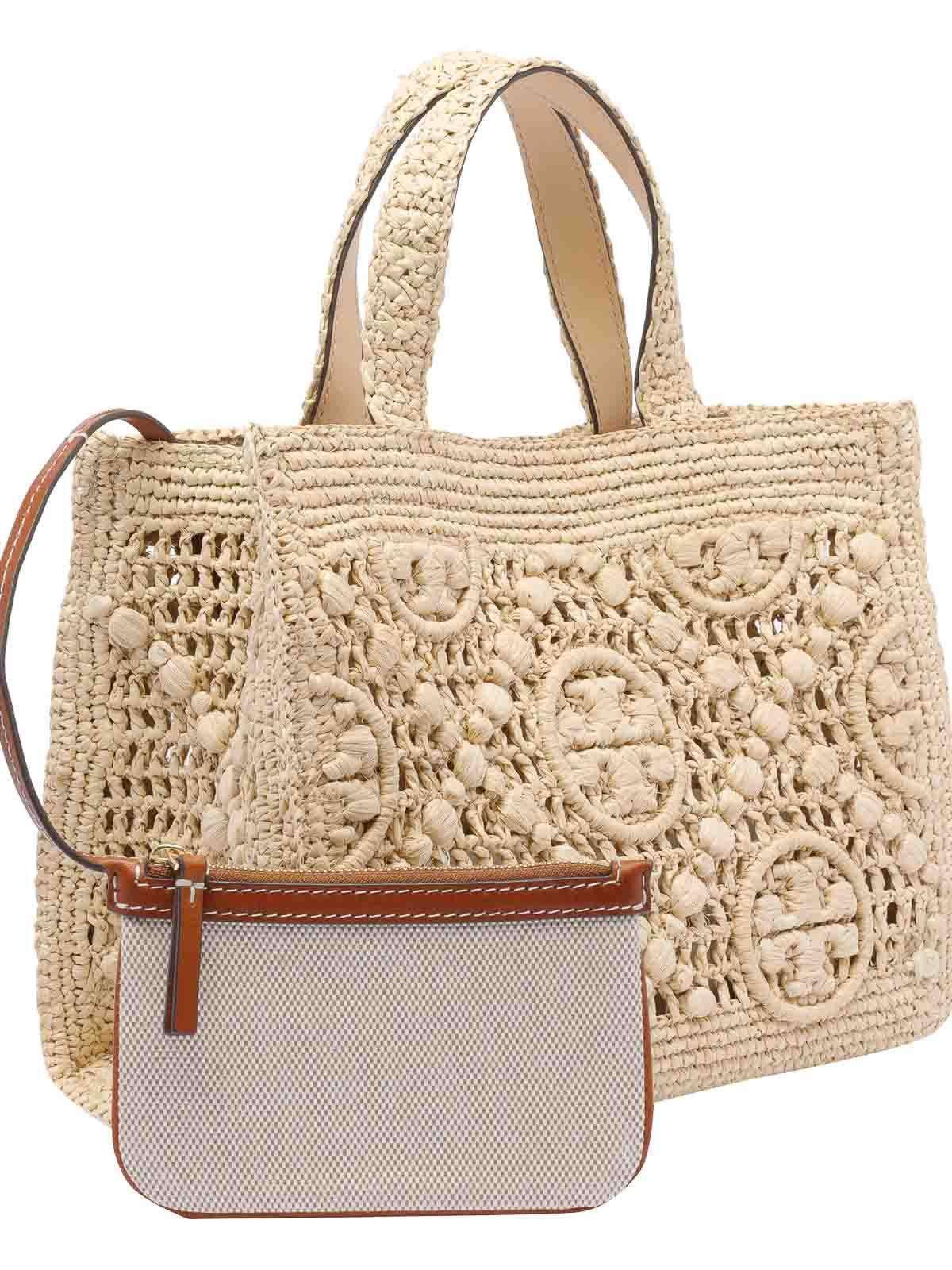 ハンドバッグ Tory Burch Monogram T Raffia Bag Natural Color T Monogram Raffia Top-Handle Tote: Women's Handbags