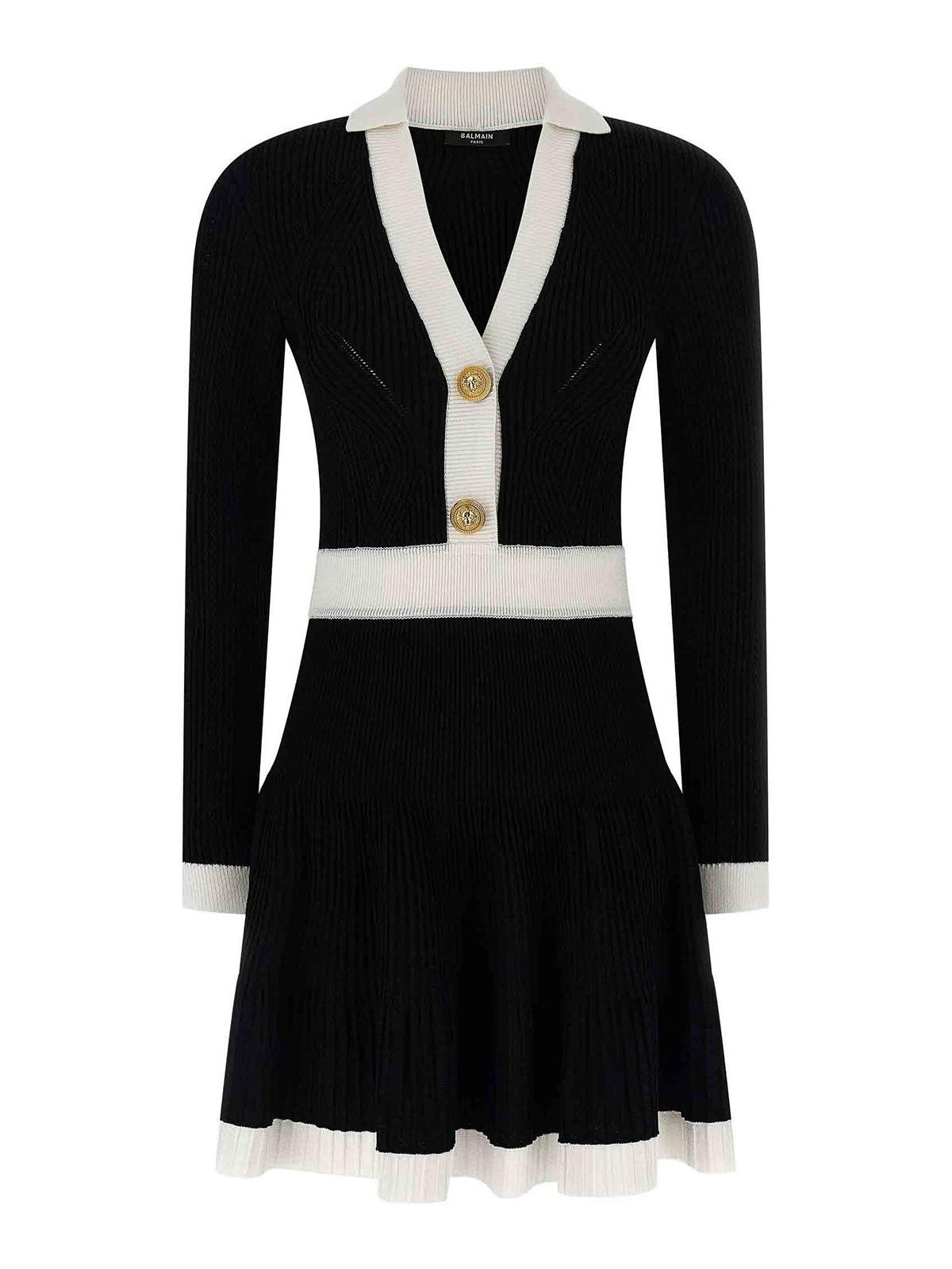 Balmain Two-Tone Dress in Black | Lyst