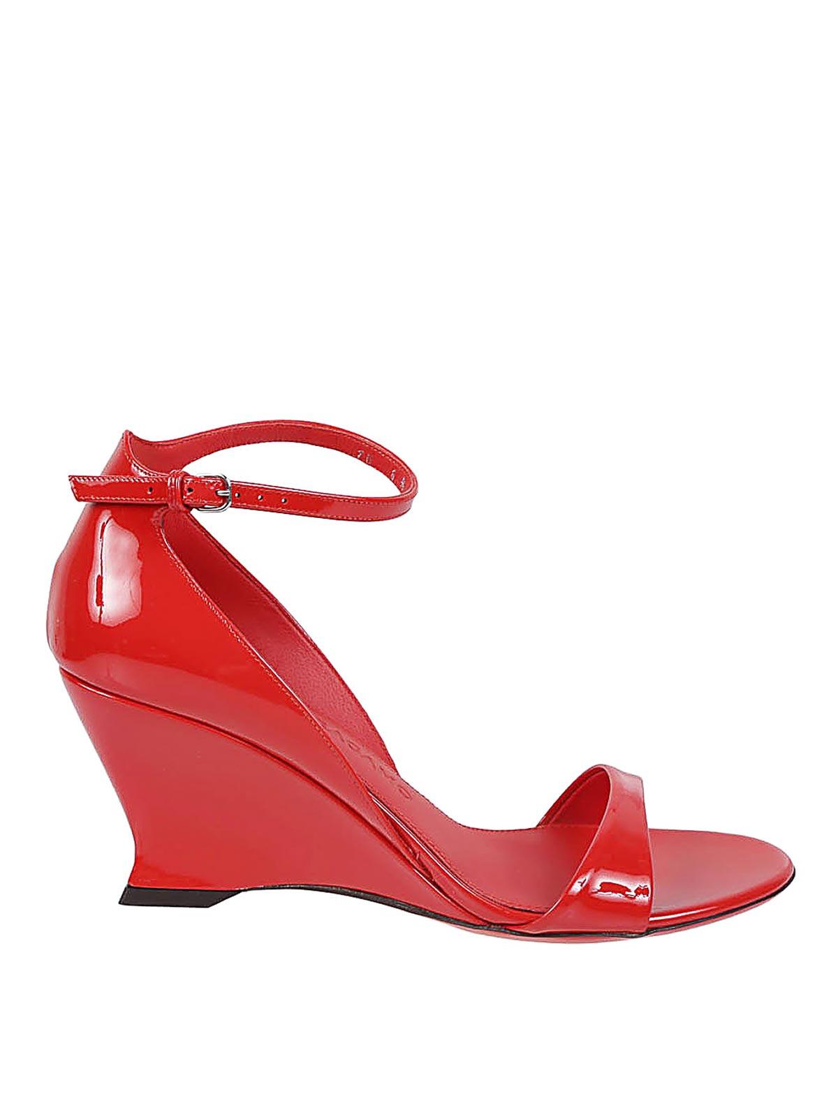 Ferragamo Vidette Leather Wedge Sandal in Red Lyst UK