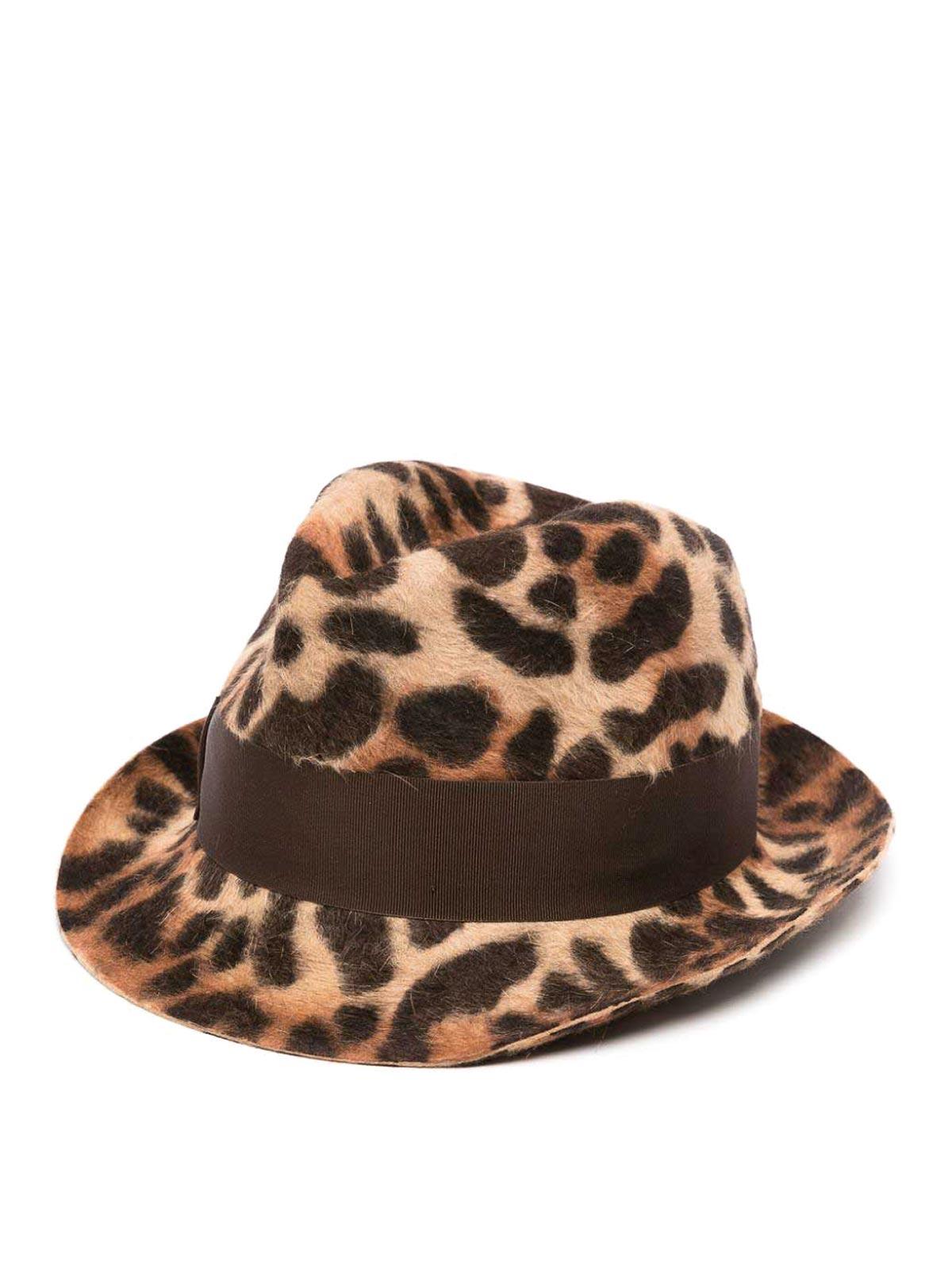 Borsalino Sophie Leopard Felt Fedora Hat in Brown | Lyst