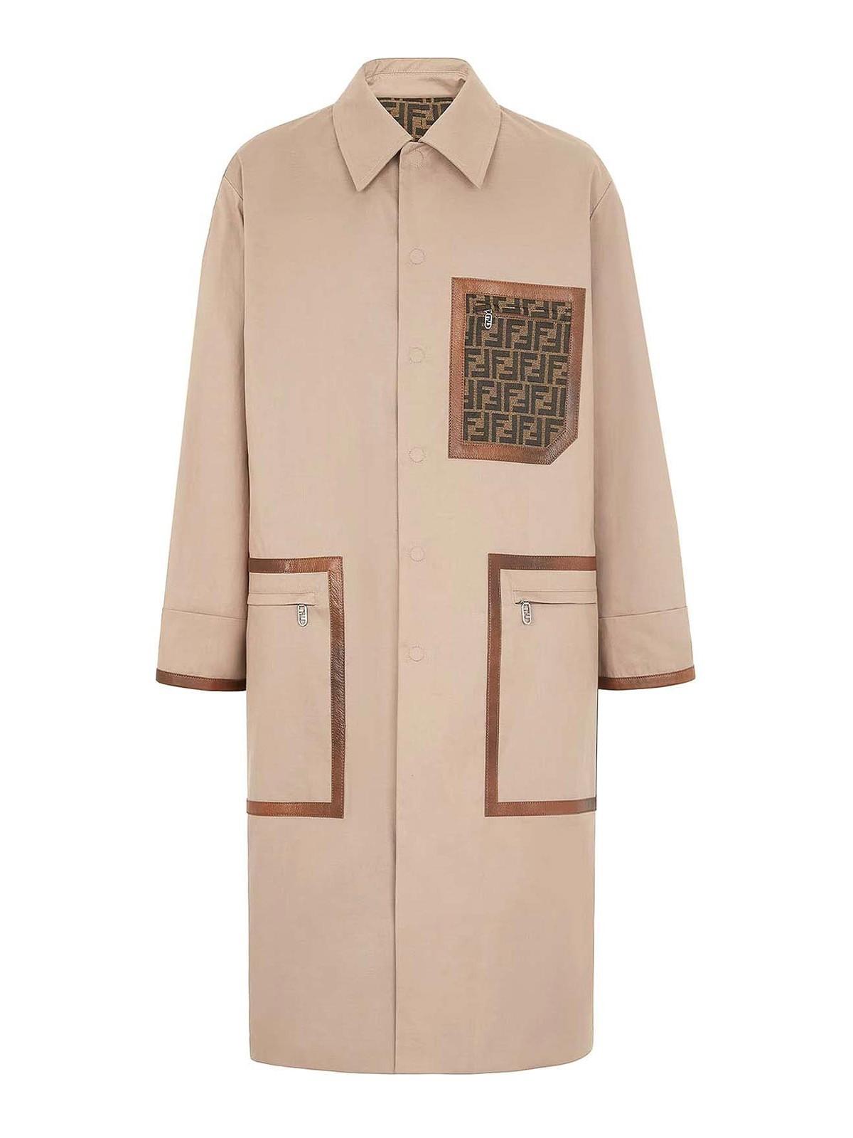 Fendi★素敵！Mens Colour Block Single Breasted Coat Off-White logo-patch single-breasted Coat | Purple | FARFETCH