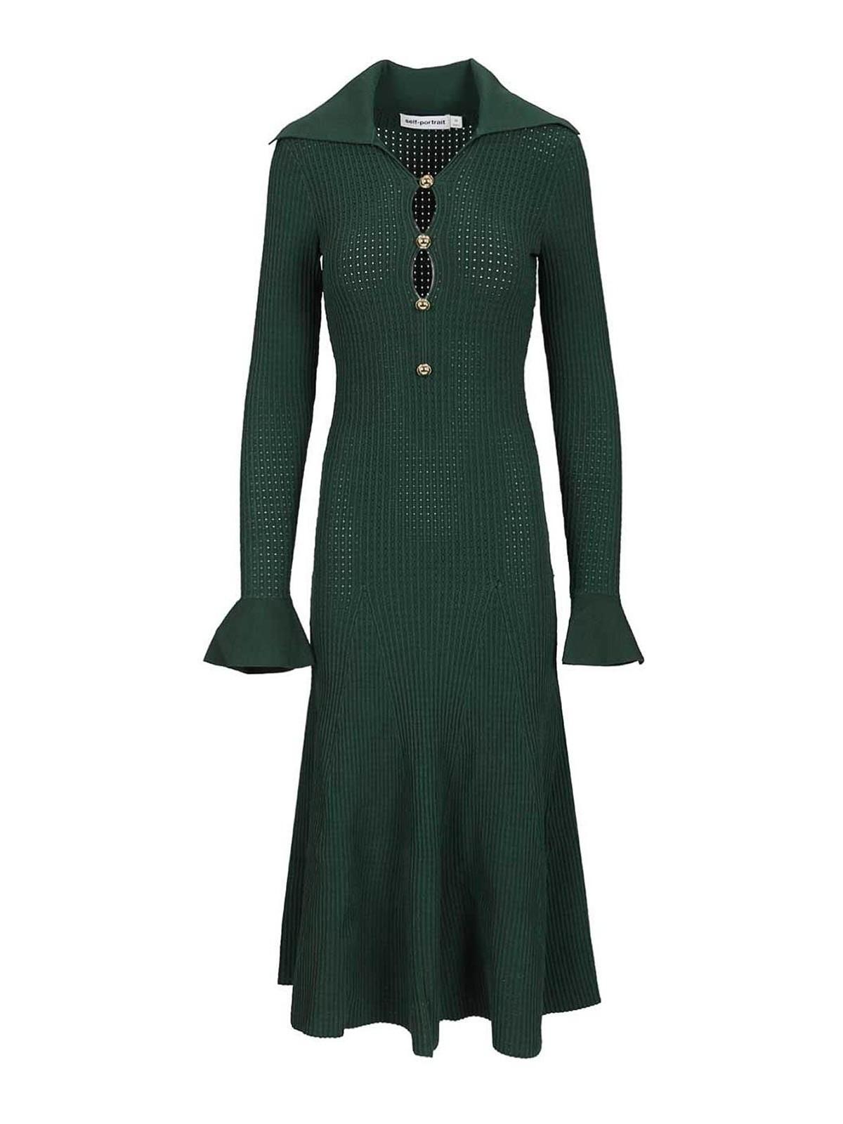 green emerald velvet dress RENT Self Portrait Deep Green Chiffon Midi Dress (RRP £330)