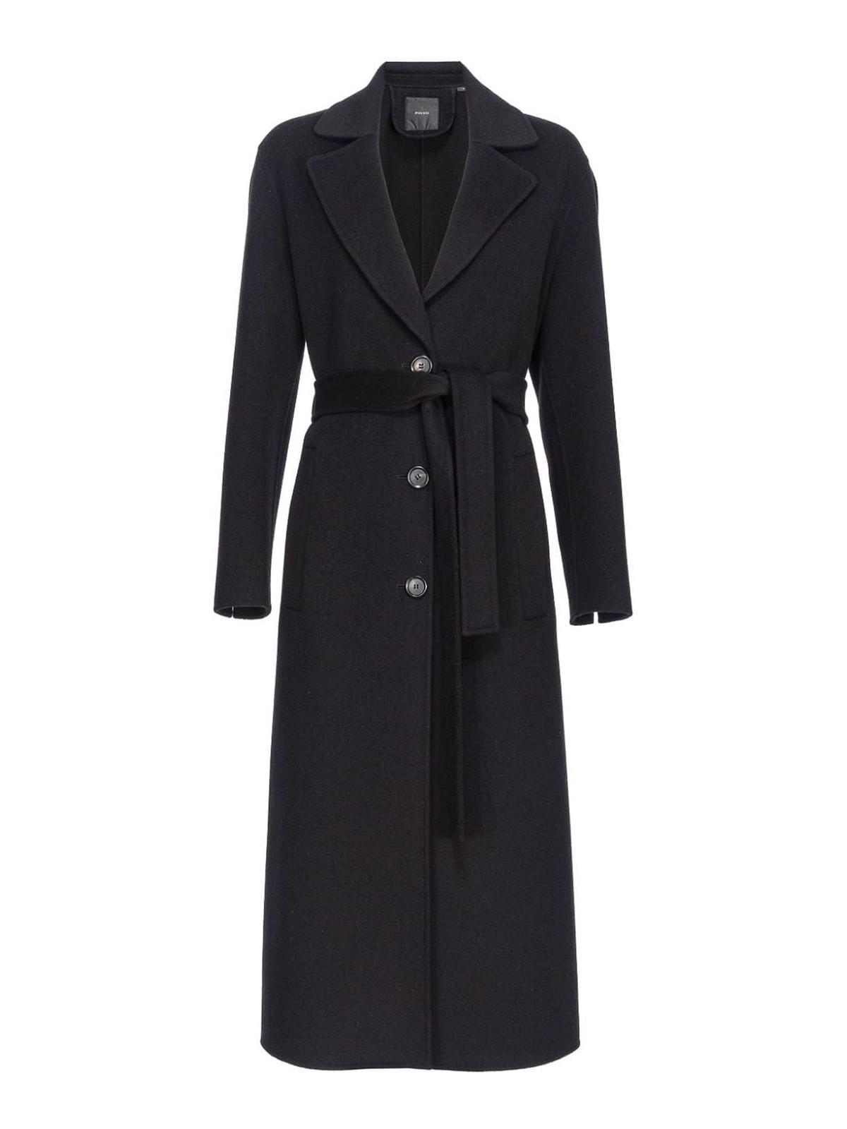 トレンチコート Pinko Classic Black Trench Coat With Belted Waist Pinko Classic Black Trench Coat With Belted Waist | THE LIST