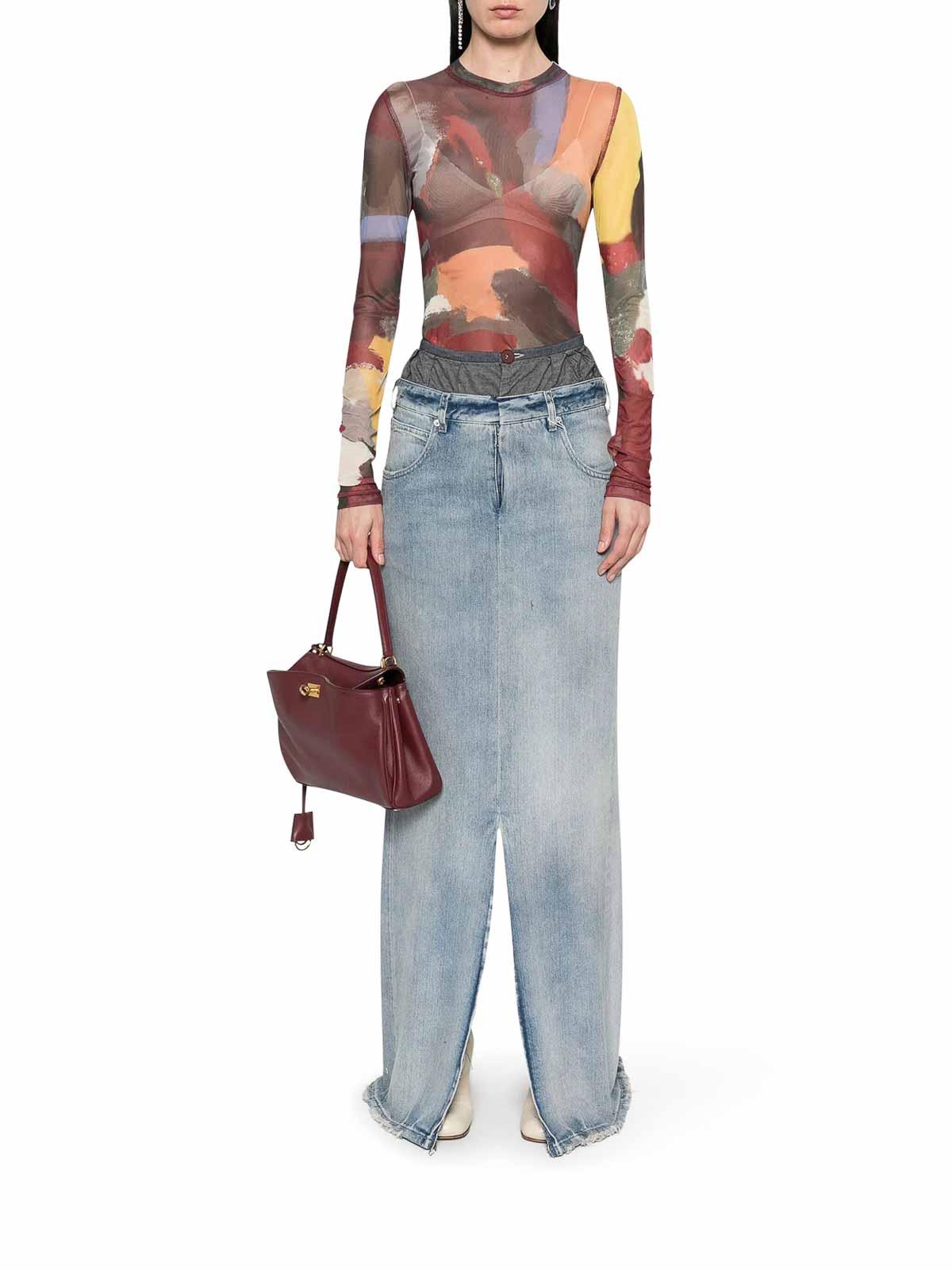 スカート MAISON MARGIELA GONNA IN DENIM ANONIMITY OF THE LININH Blue 'Anonymity Of The Lining' Denim Maxi Skirt by Maison