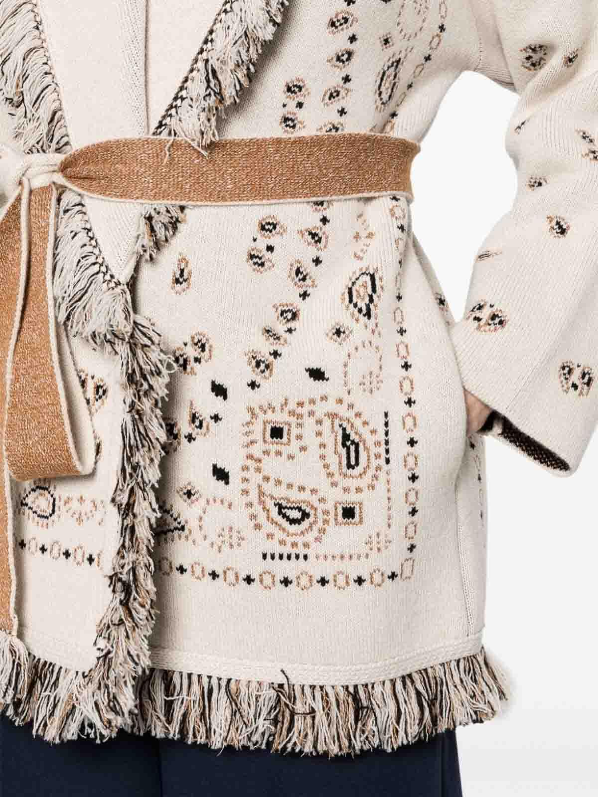 Alanui Bandana Cashmere And Linen Blend Cardigan in White Lyst UK